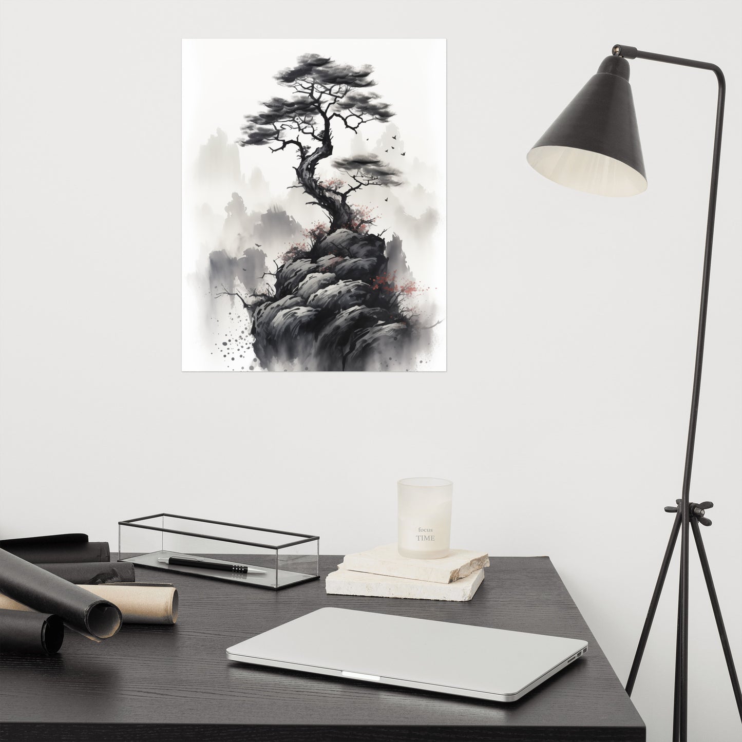Solitude Ink Wash Painting - Digital Artwork Loose Art Print