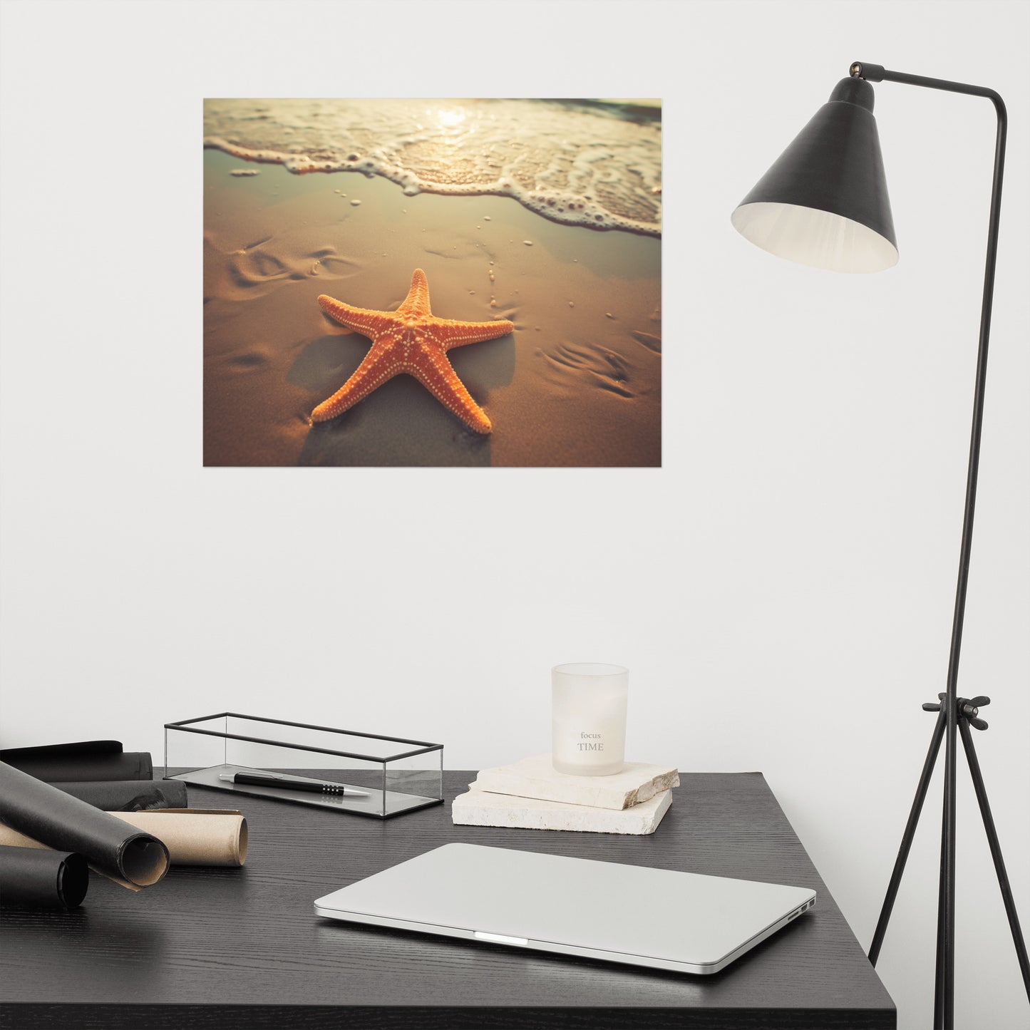 Star of the Shore Starfish on Beach Photorealism - Digital Artwork Loose Art Print