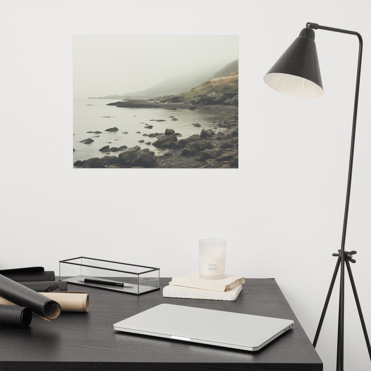 Vintage Coastline Subdued Retro Photorealism - Digital Artwork Loose Art Print