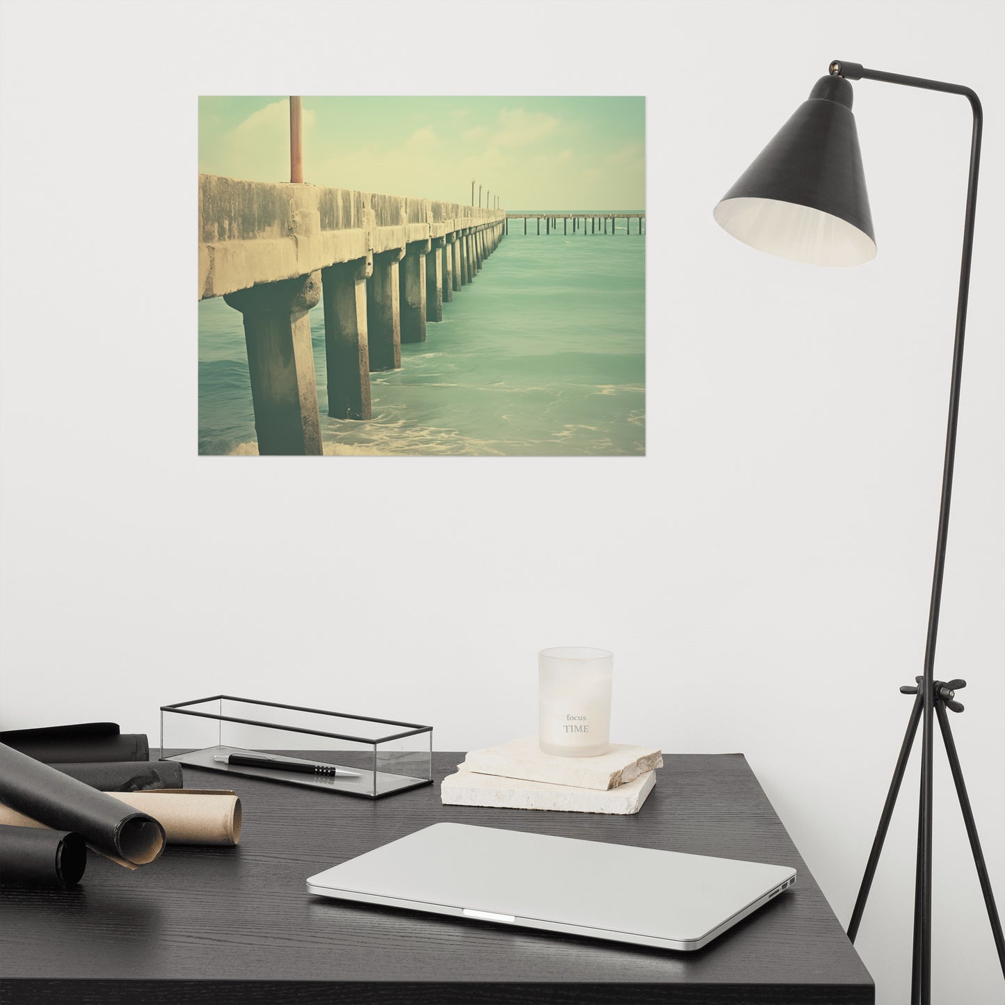 Vintage Paradise Subdued Retro Coastal Photorealistic Digital Artwork Loose Art Print