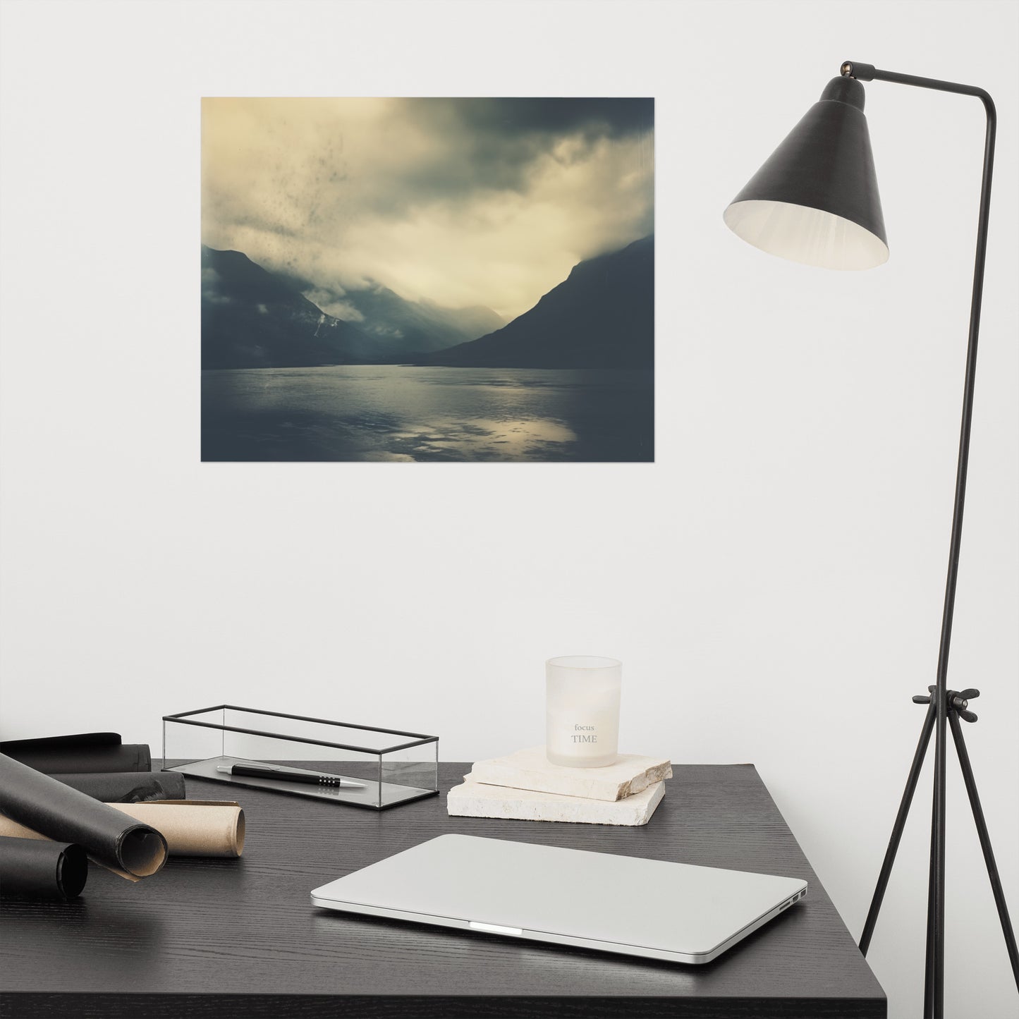 Where Rivers Meet Mountains Vintage Subdued Photorealism - Digital Artwork Loose Art Print