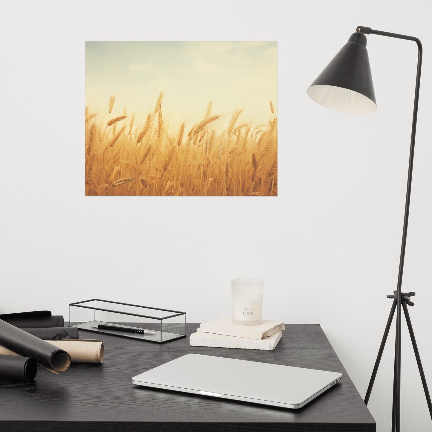 Whispering Wheat Minimal Botanical Rustic Subdued Wheat Crops Photorealism - Digital Artwork Loose Art Print