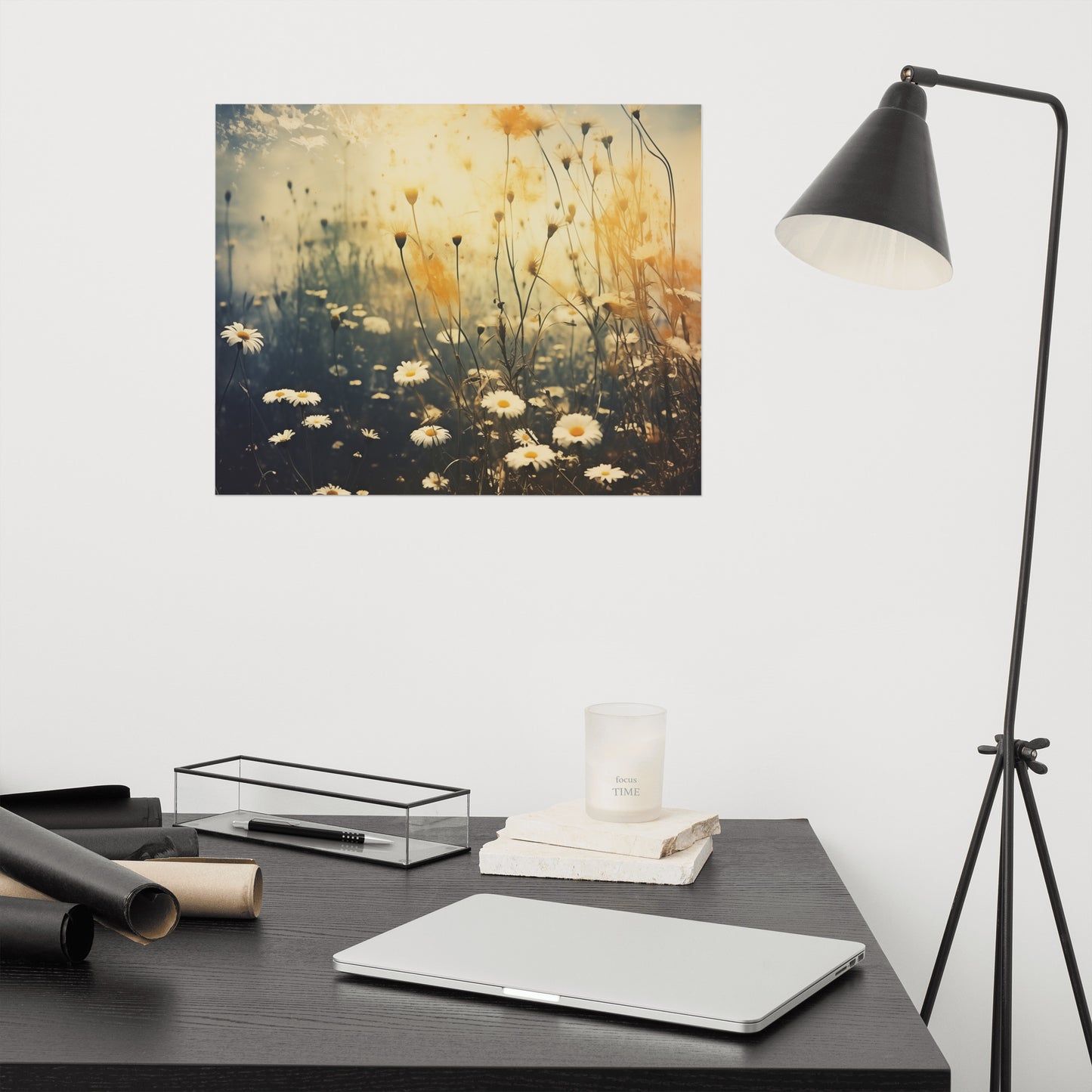 Whispers of White Vintage Subdued Retro Photorealism - Digital Artwork Loose Art Print