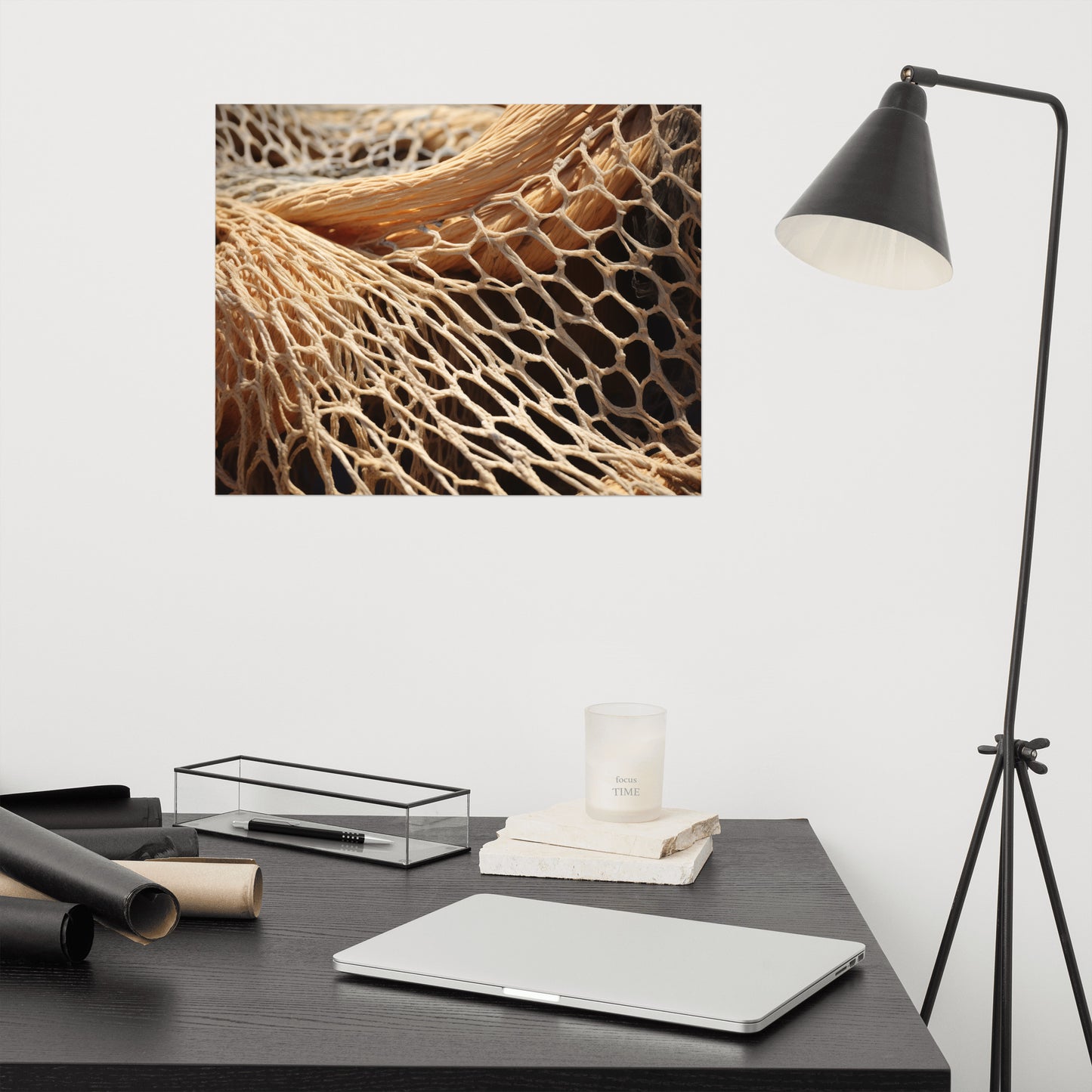 Woven Dreams Fishing Net Abstract Photorealism - Digital Artwork Loose Art Print