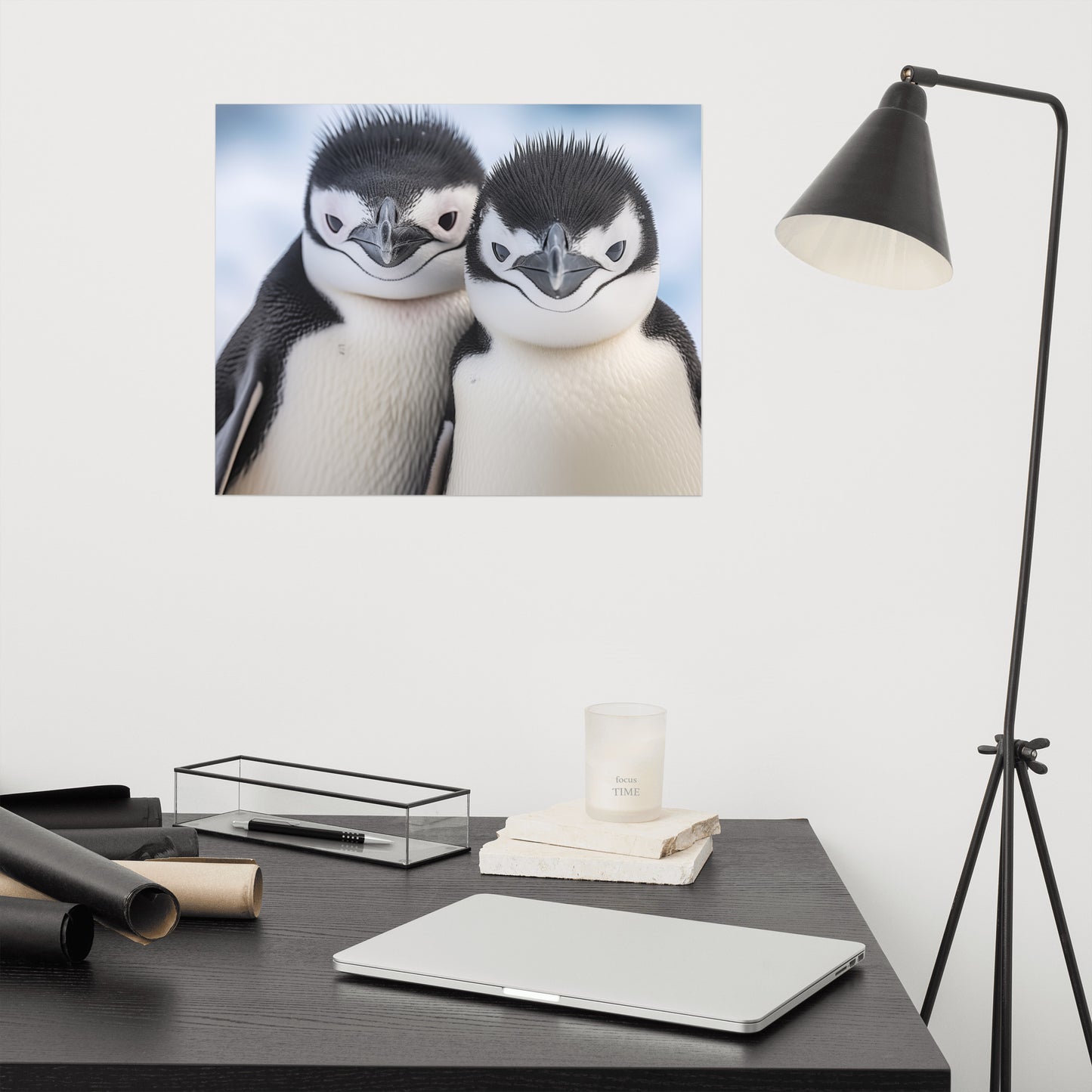 Young Penguin with Inquisitive Eyes Photorealism - Digital Artwork Loose Art Print