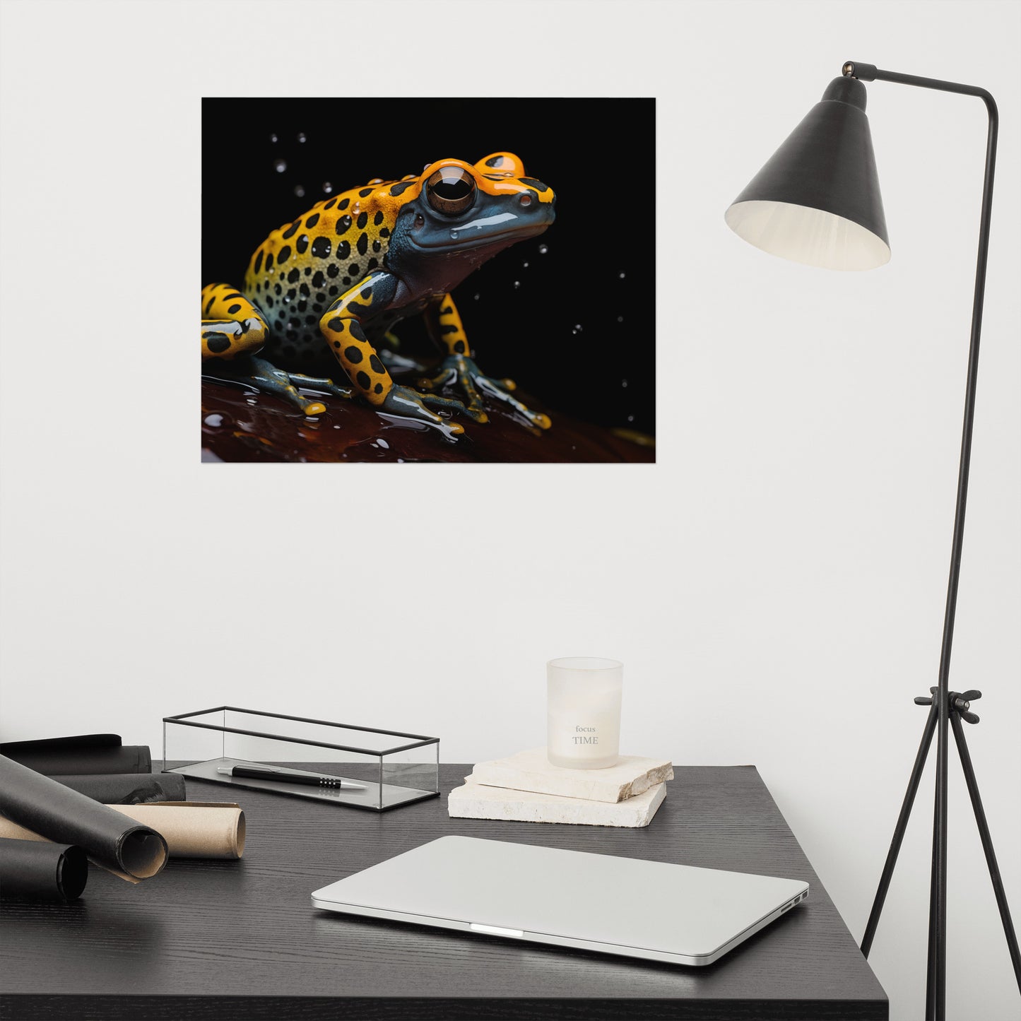 Vibrant Visitor Poison Dart Frog Close-up Photorealism - Digital Artwork Loose Art Print