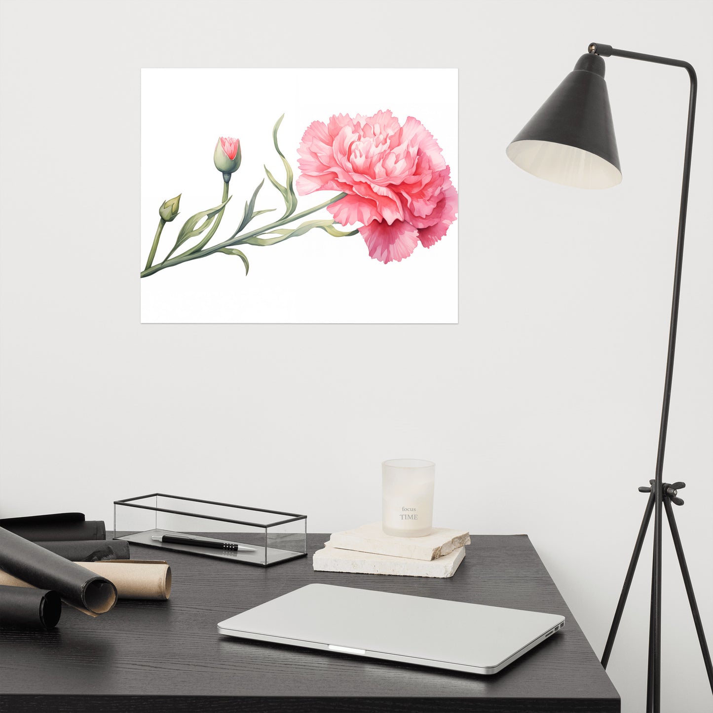 Watercolor Carnation Painting - Digital Artwork Loose Art Print