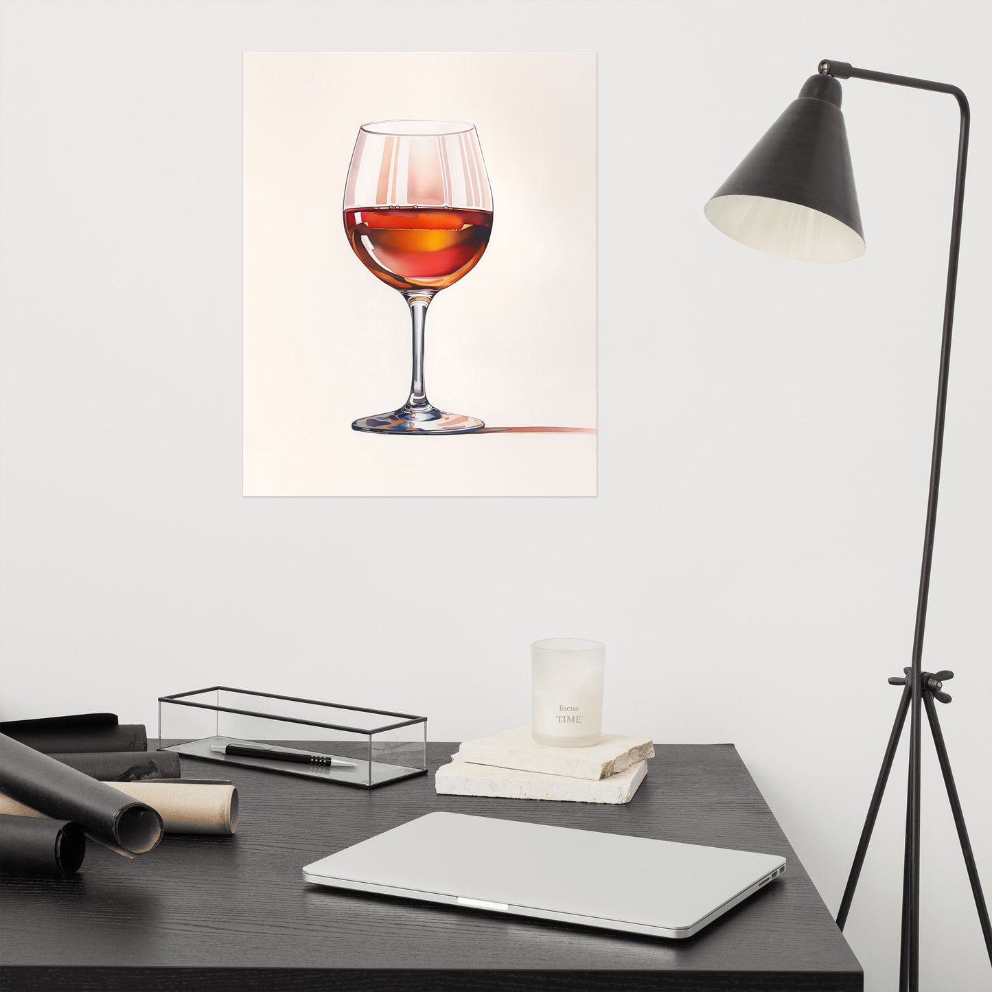 Wine Glass Minimal Watercolor Painting - Digital Artwork - Unframed Print