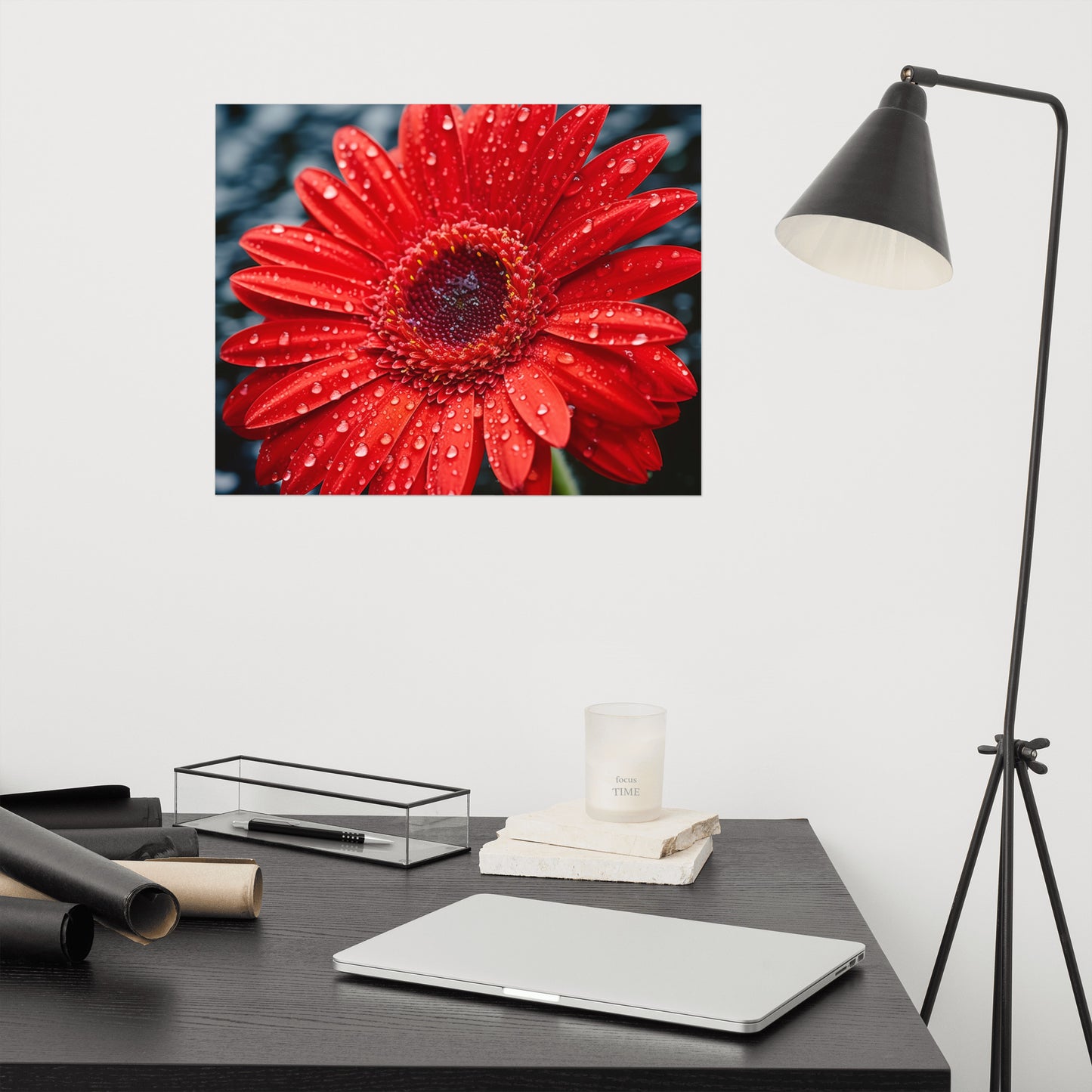 After the Rain Gerbera Daisy Realism Painting Digital Artwork Loose Art Print