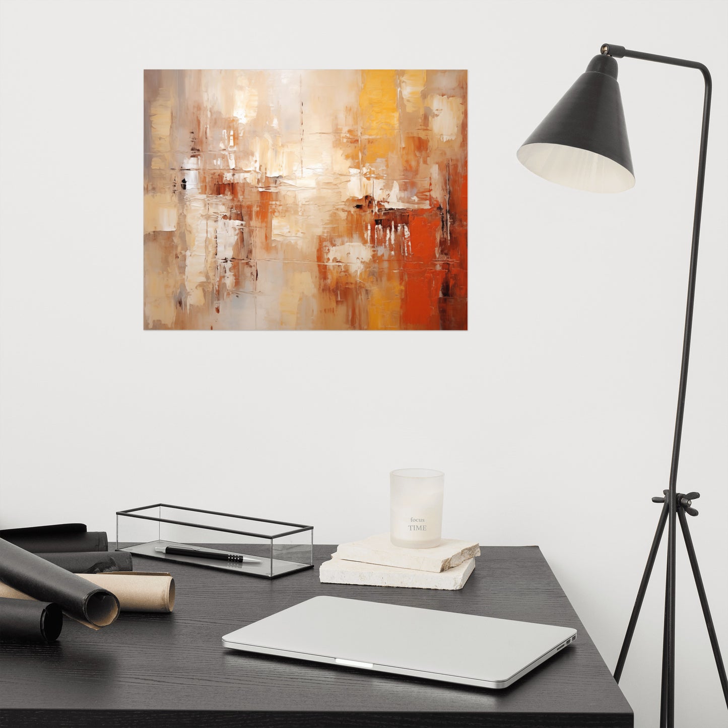 Amber Echoes Abstract Painting Digital Artwork Loose Art Print
