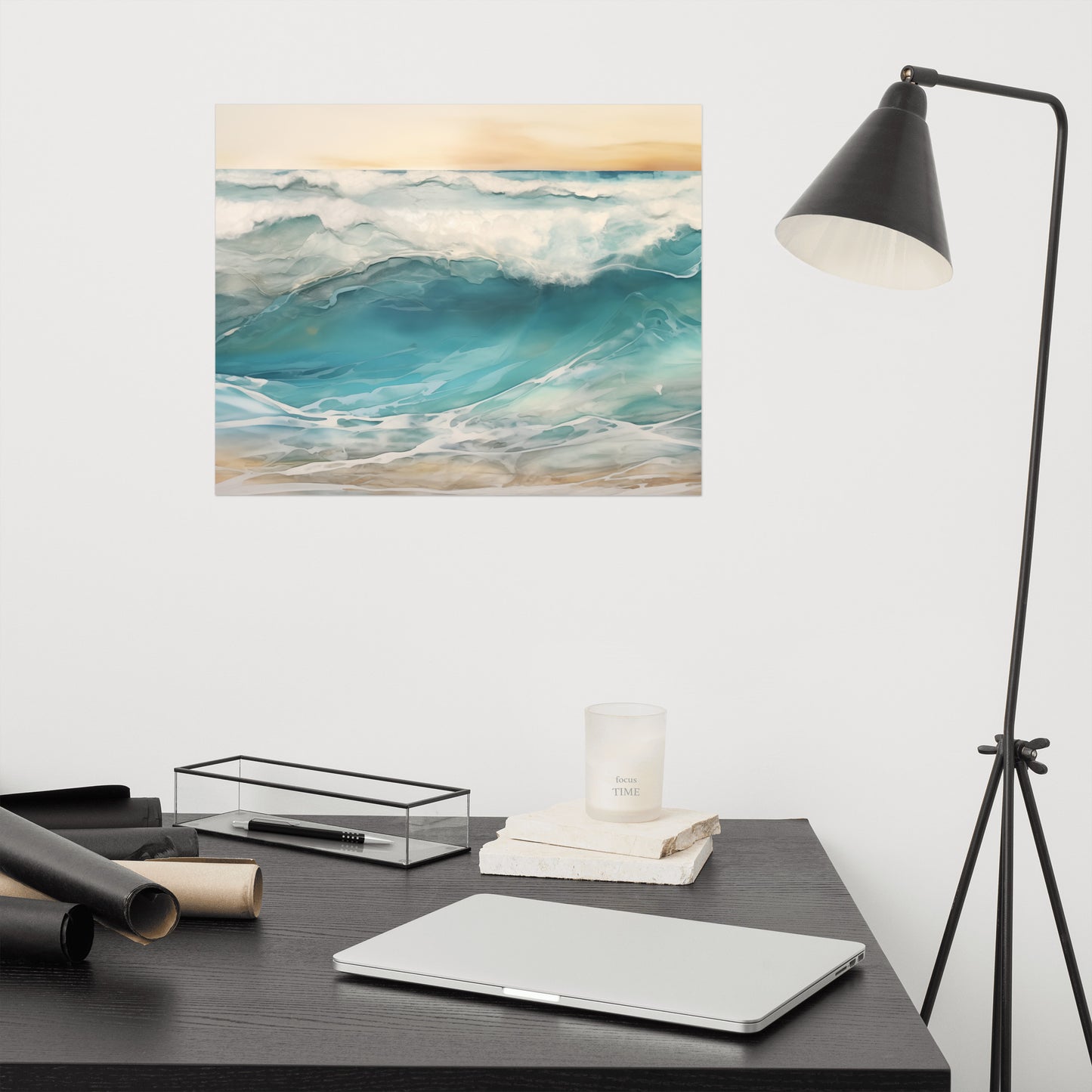 Aqua Awakening Encaustic Painting Digital Artwork Loose Art Print