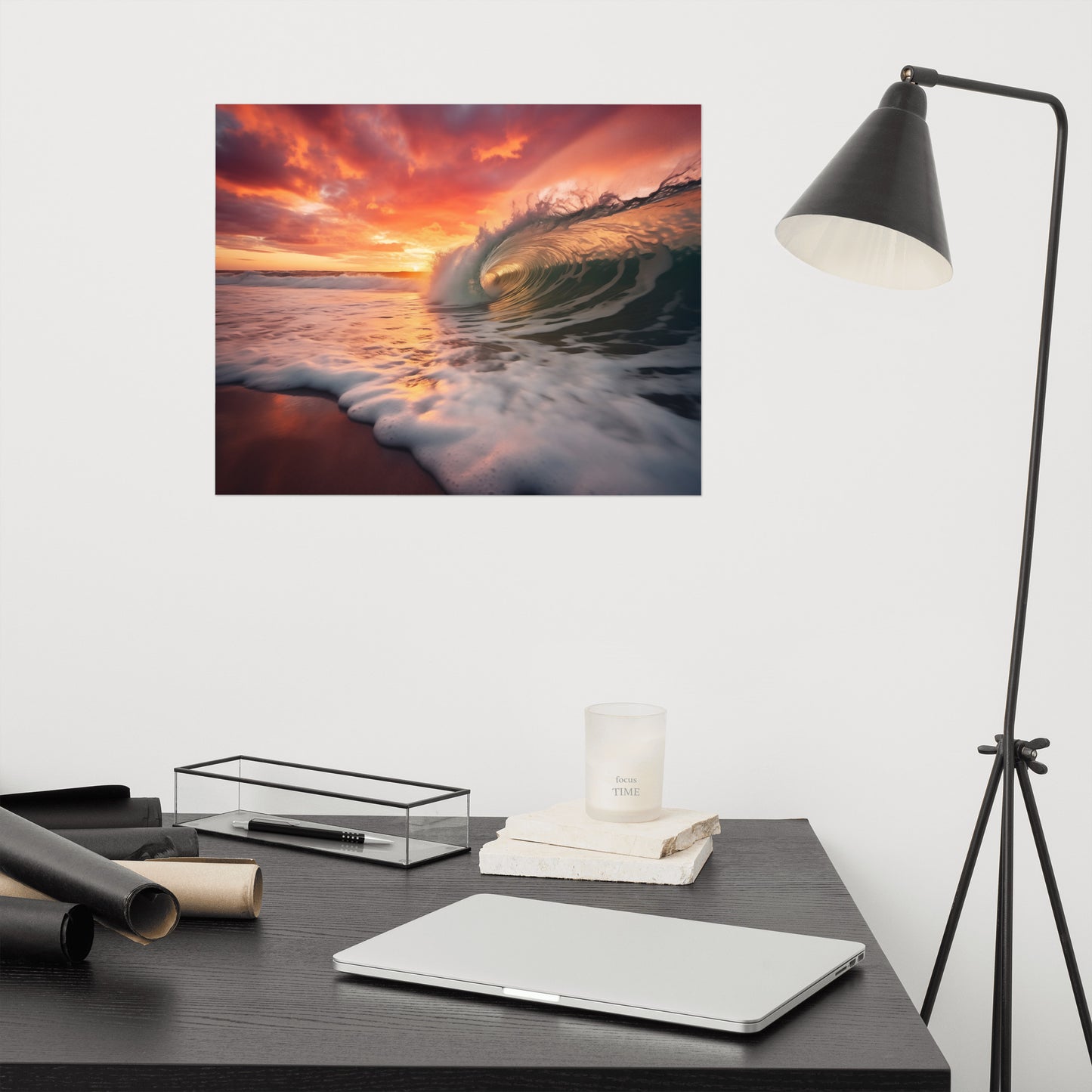 Golden Barrel Coastal Photorealistic Digital Painting Artwork Loose Art Print