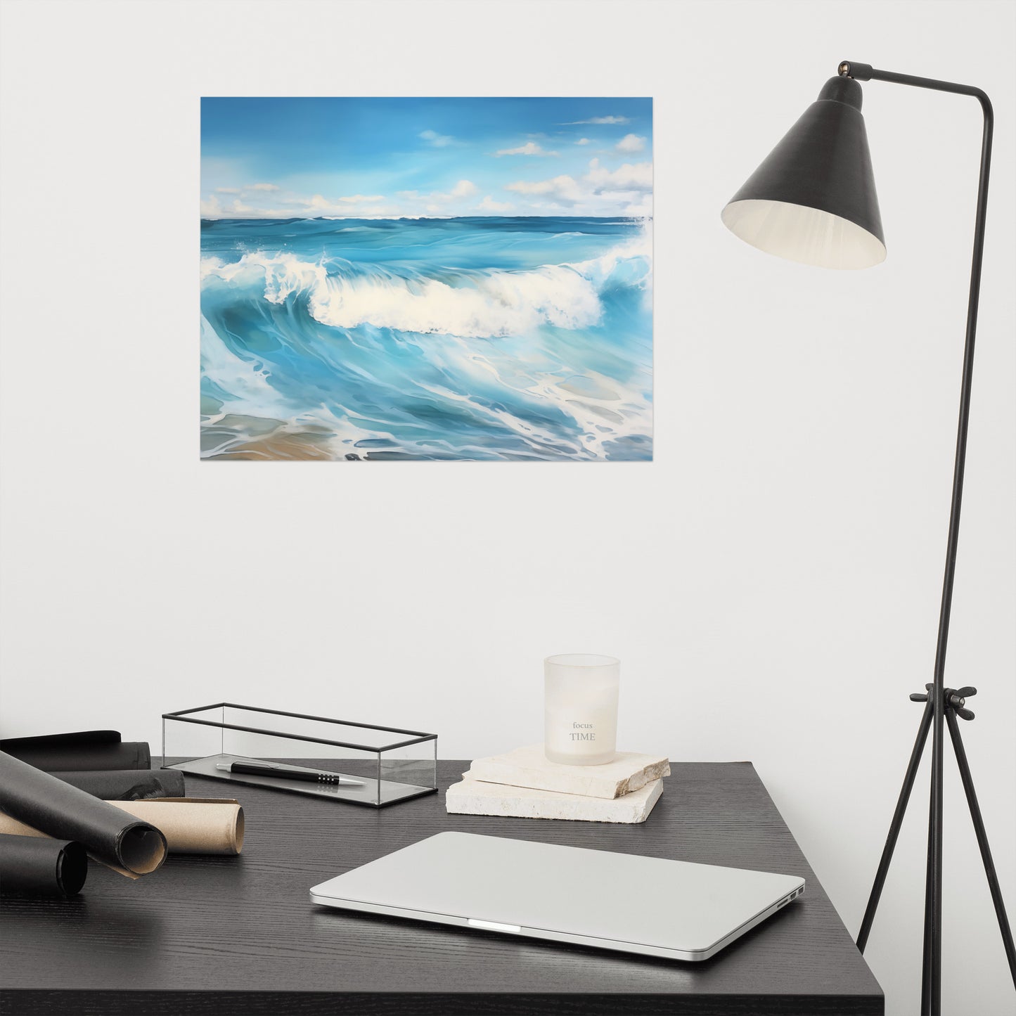 Ocean's Embrace Encaustic Painting Digital Artwork Loose Art Print