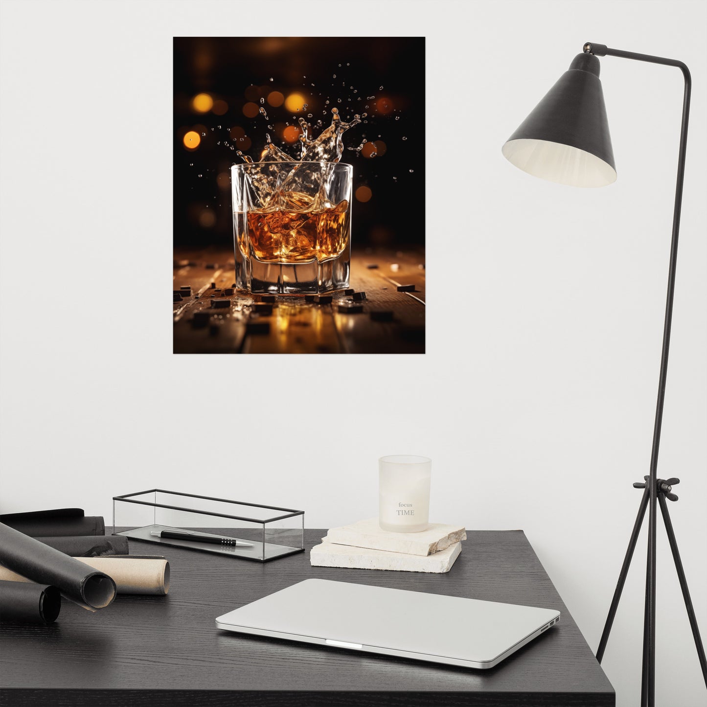 Whisky Splash Realism Painting Digital Artwork Loose Art Print