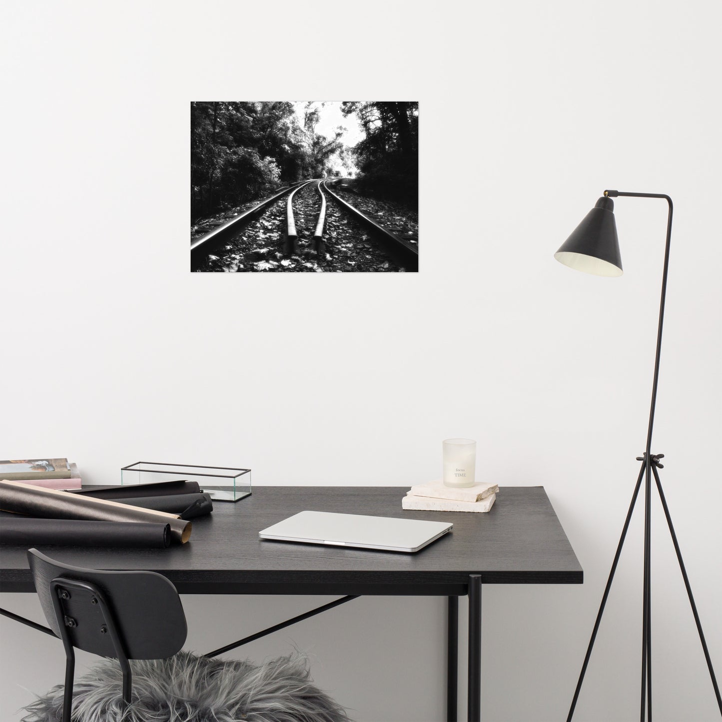 Lead Me Into The Light Black and White Rustic Industrial Farmhouse Style Landscape Photo Loose Wall Art Prints
