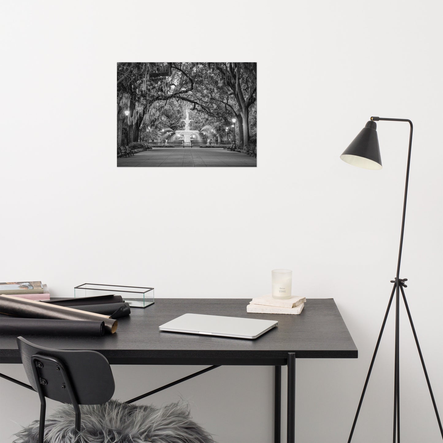 Fountain Forsyth Park Savannah Ga 4 Black and White Architectural Print Loose Wall Art Print