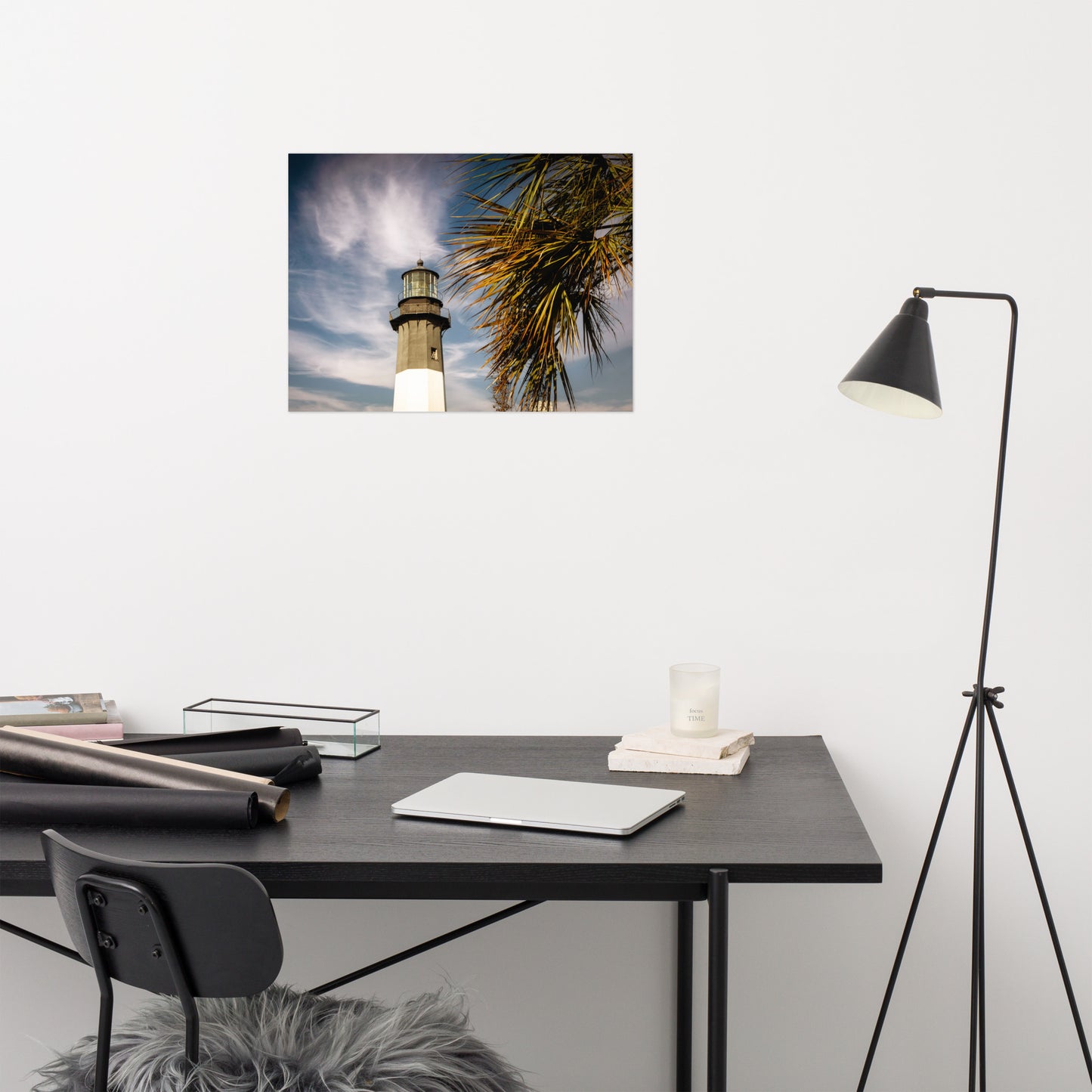 Tybee Island Lighthouse 2 Coastal Architectural Tropical Botanical Nature Photo Loose Wall Art Print