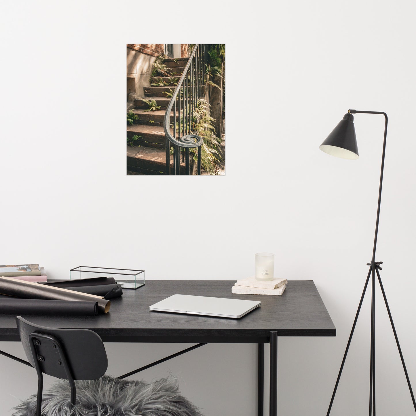 Old Stone Stairs And Cast Iron Banister Savannah Ga Architectural Photo Loose Wall Art Print