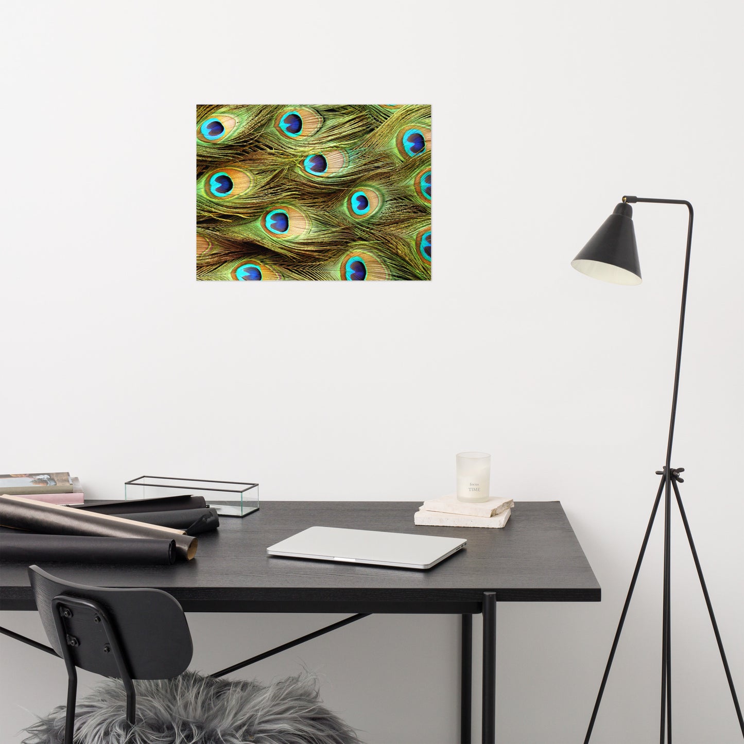 Peacock Feathers Close-Up Minimal Wildlife Wall Art Prints - Loose - Unframed