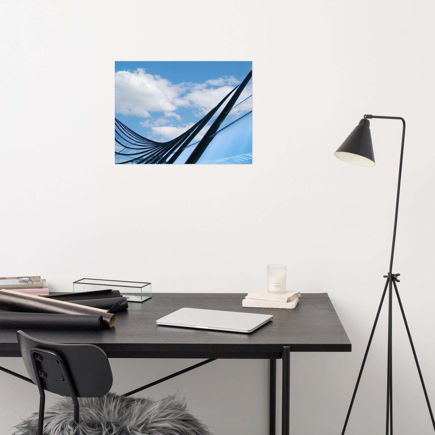 Architecture Photography Art: Glass and Azure Frameable Art Print