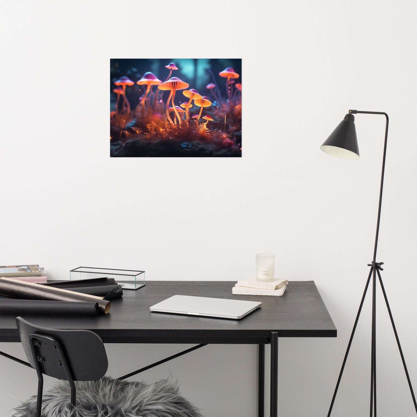 Cool Abstract Art: "Neon Nature Mushrooms" - Minimal / Modern / Botanical Unframed Print
