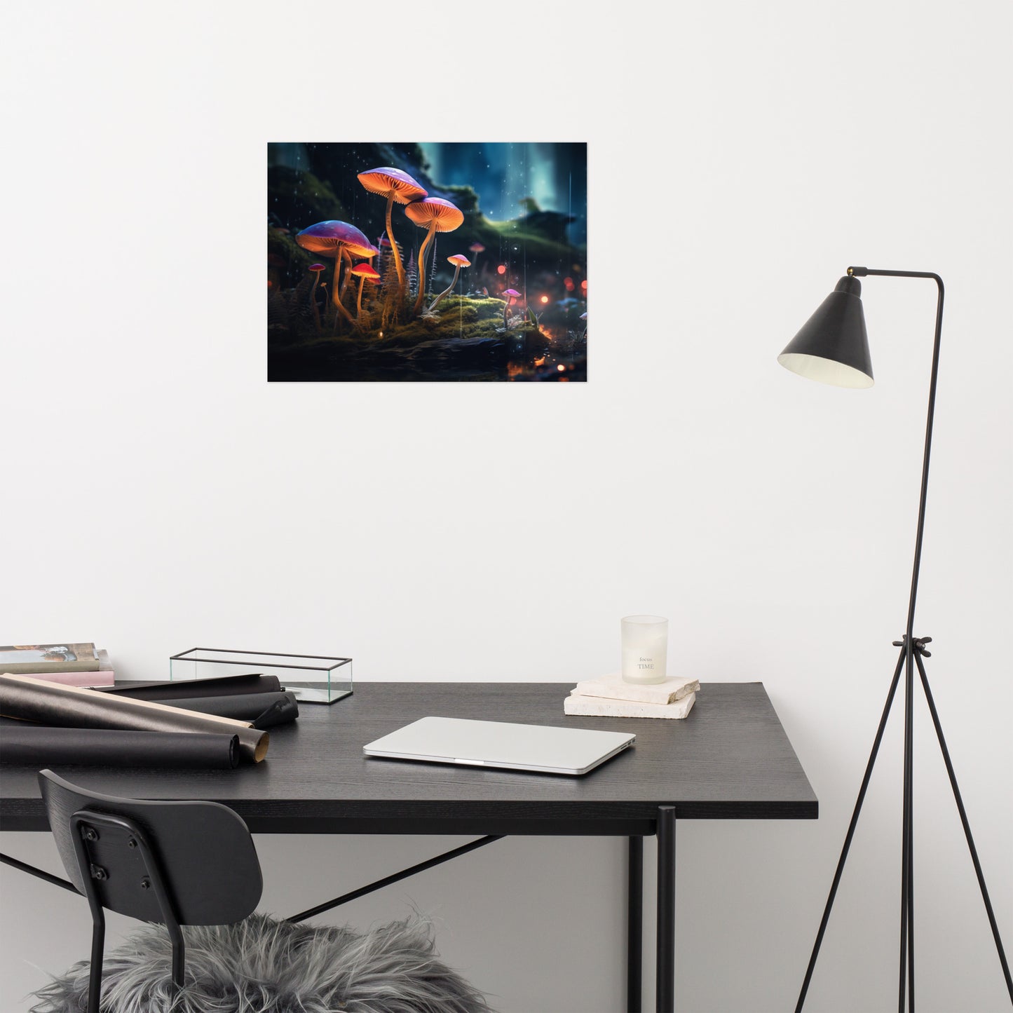Abstract Decor: "Glowing Guardians" - Mushrooms - Minimal / Modern / Botanical Unframed Art Print