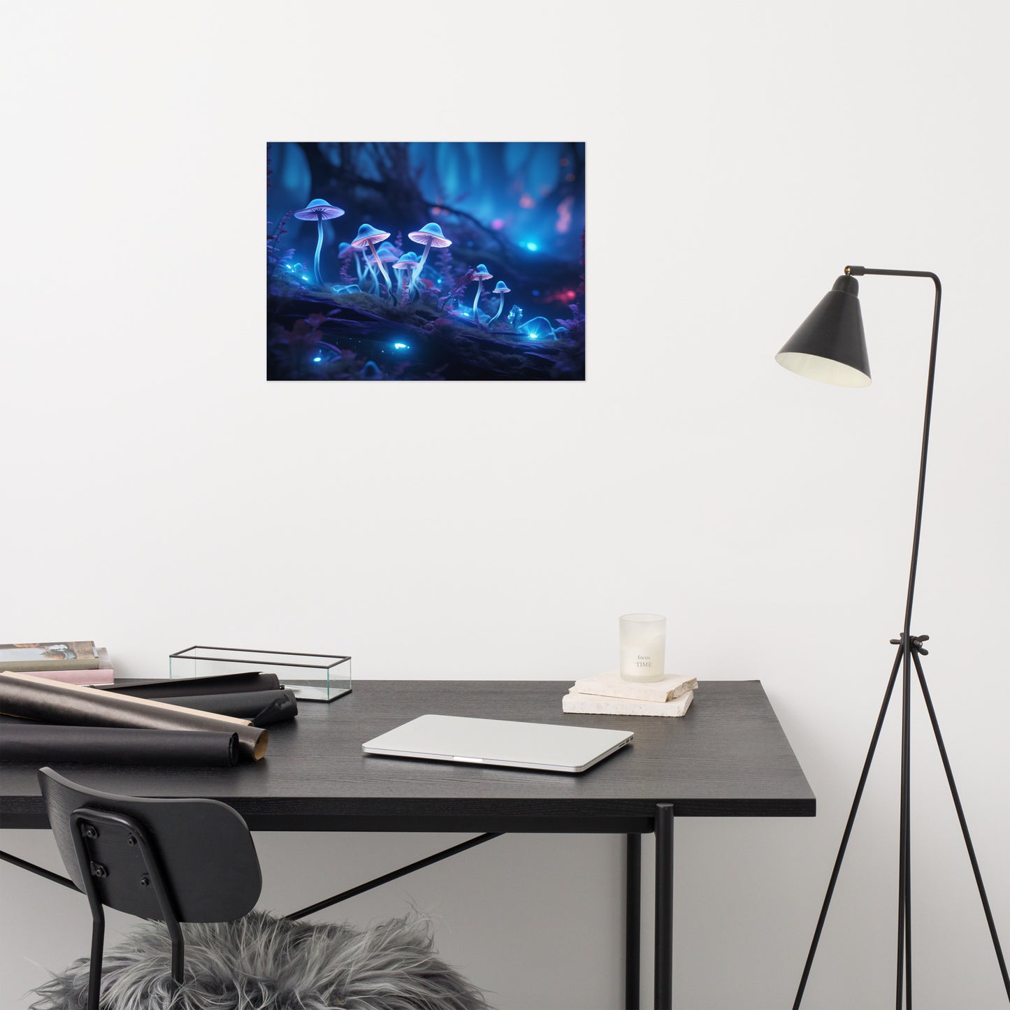 Modern Botanical Art Prints: "Forest of Illumination" Mushrooms - Abstract / Minimal - Unframed