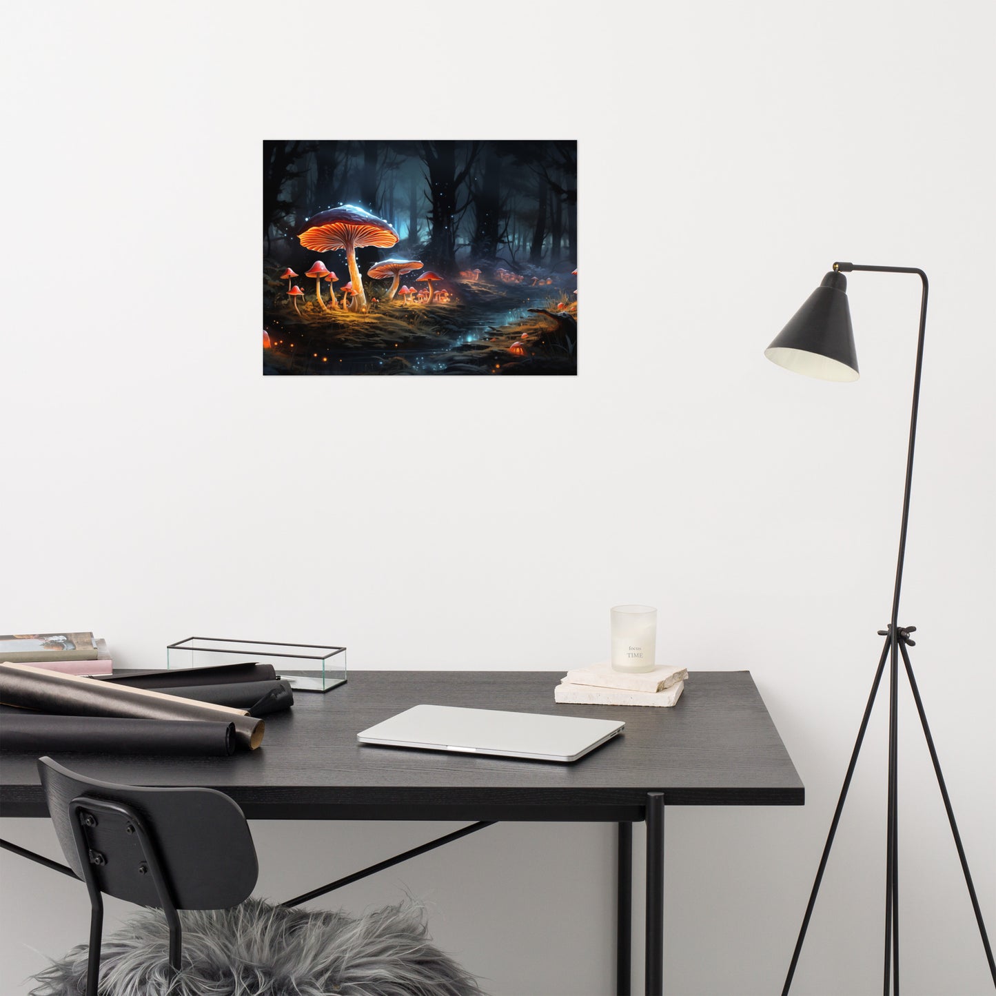 Modern Surrealism: "Fungus Lantern" Mushrooms - Abstract / Minimal / Botanical Unframed Art Print