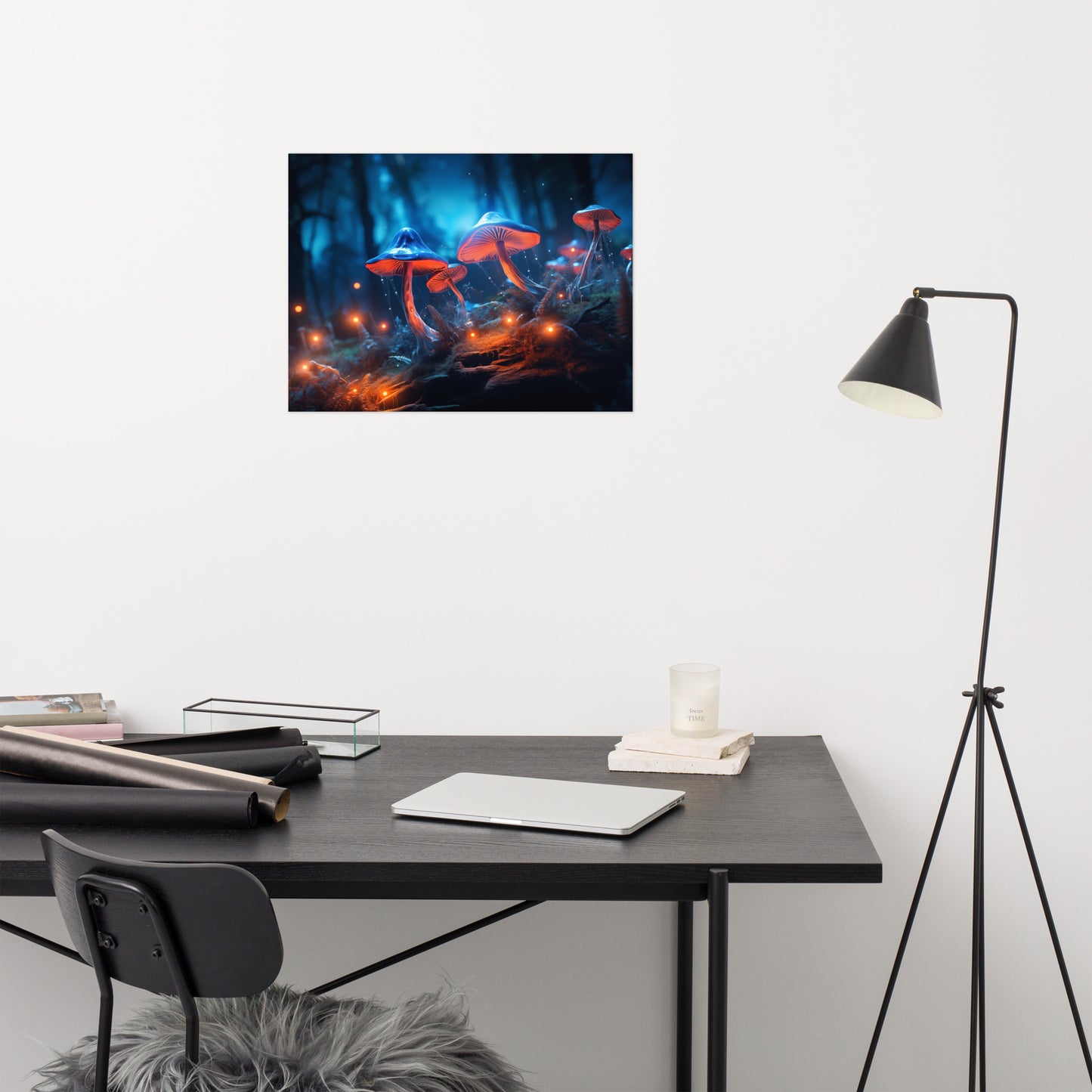 Modern Botanical Wall Art: "Glowshrooms Luminous Life" Mushrooms - Abstract / Minimal Loose Print