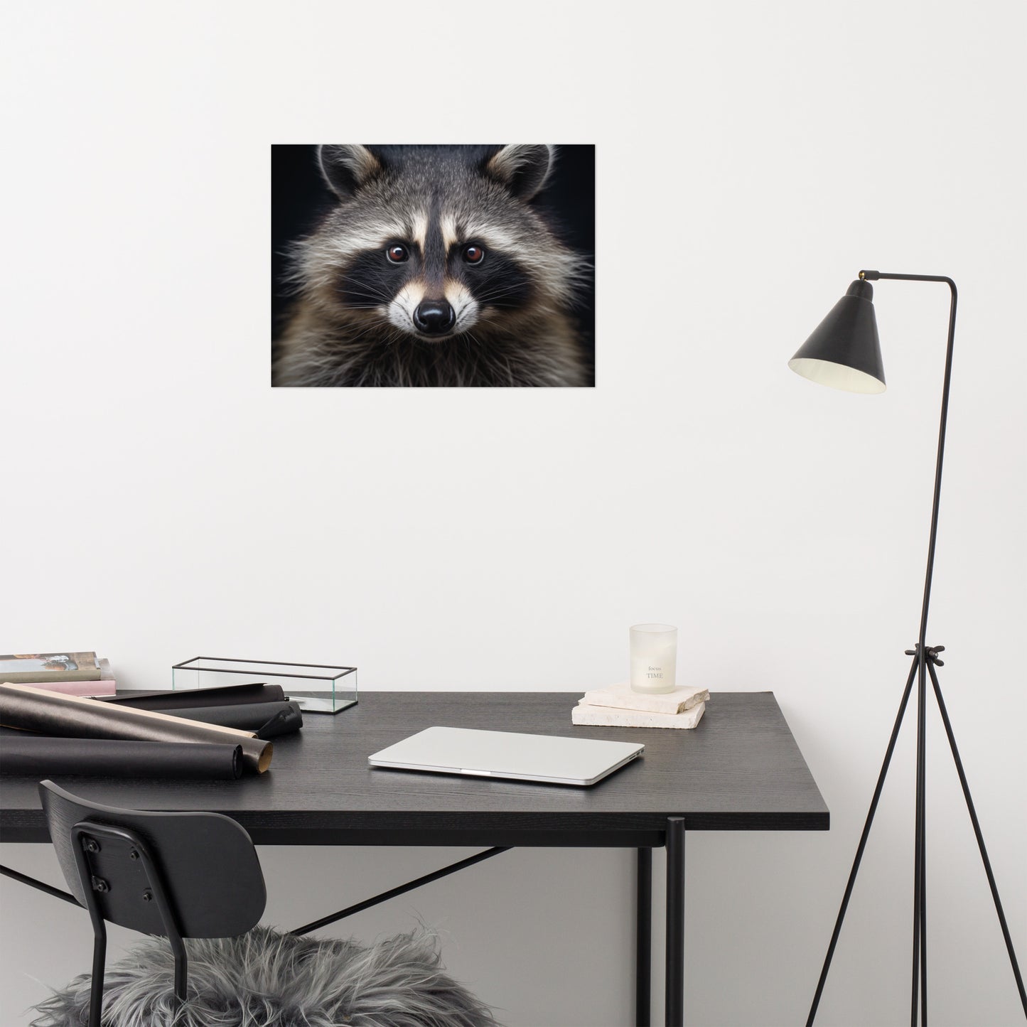Bandit Eyes Raccoon Portrait Photorealism Painting- Digital Artwork Loose Print