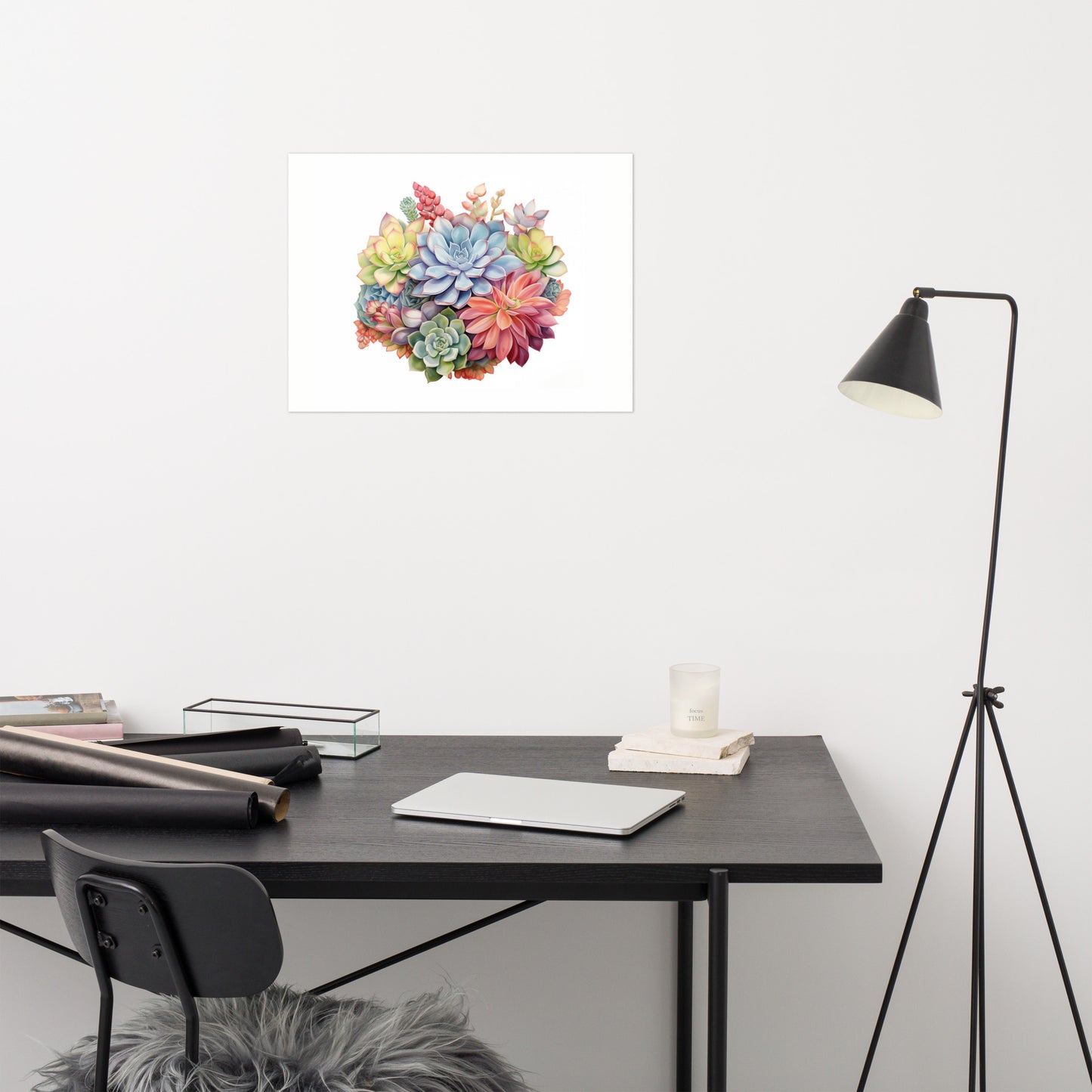 Blooming Succulents Watercolor Painting - Digital Artwork Loose Art Print
