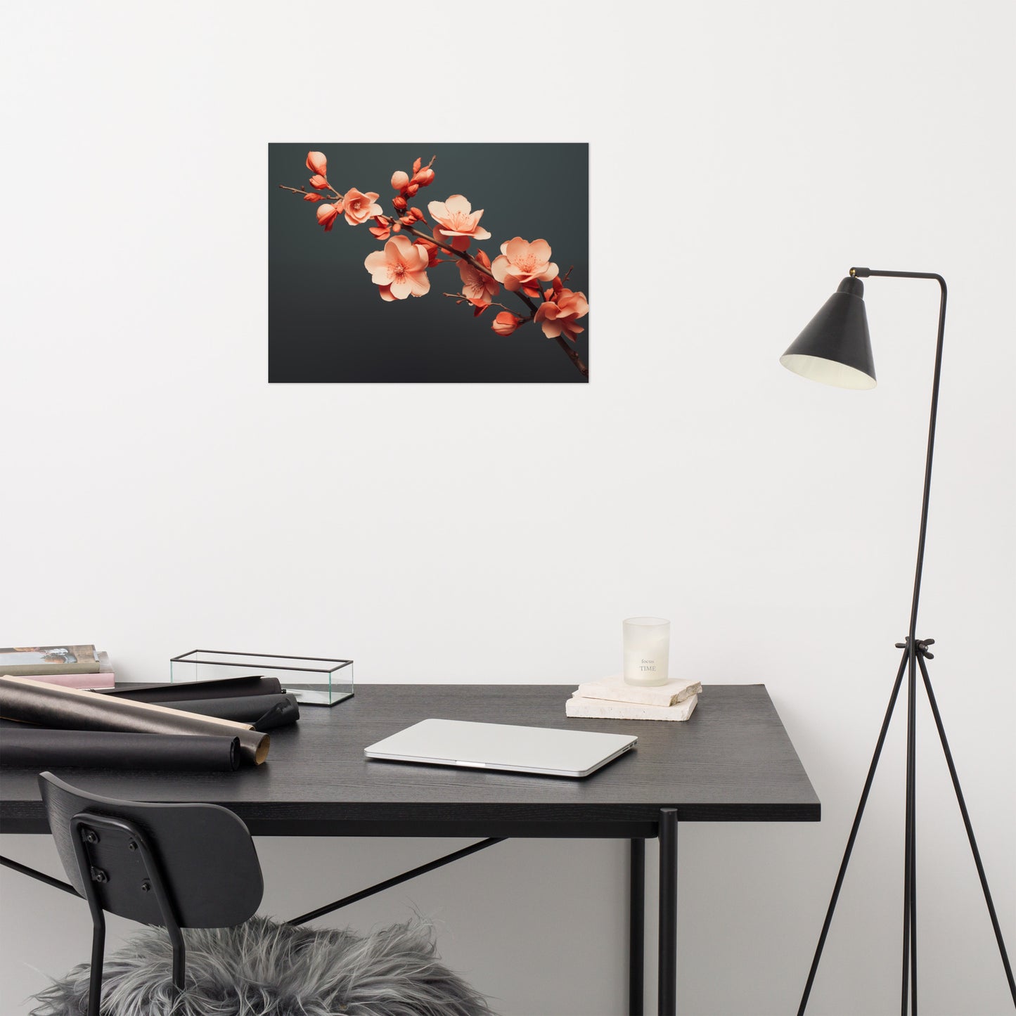 Blossom's Blush Coral Flowers Photorealism Painting - Digital Artwork Loose Art Print