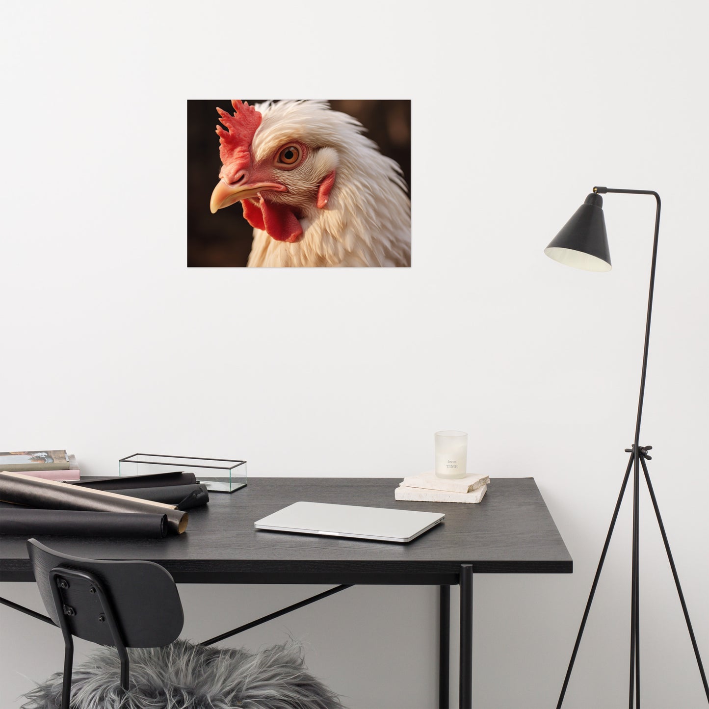 Brooding Beauty Chicken Photorealism Painting - Digital Artwork Loose Art Print