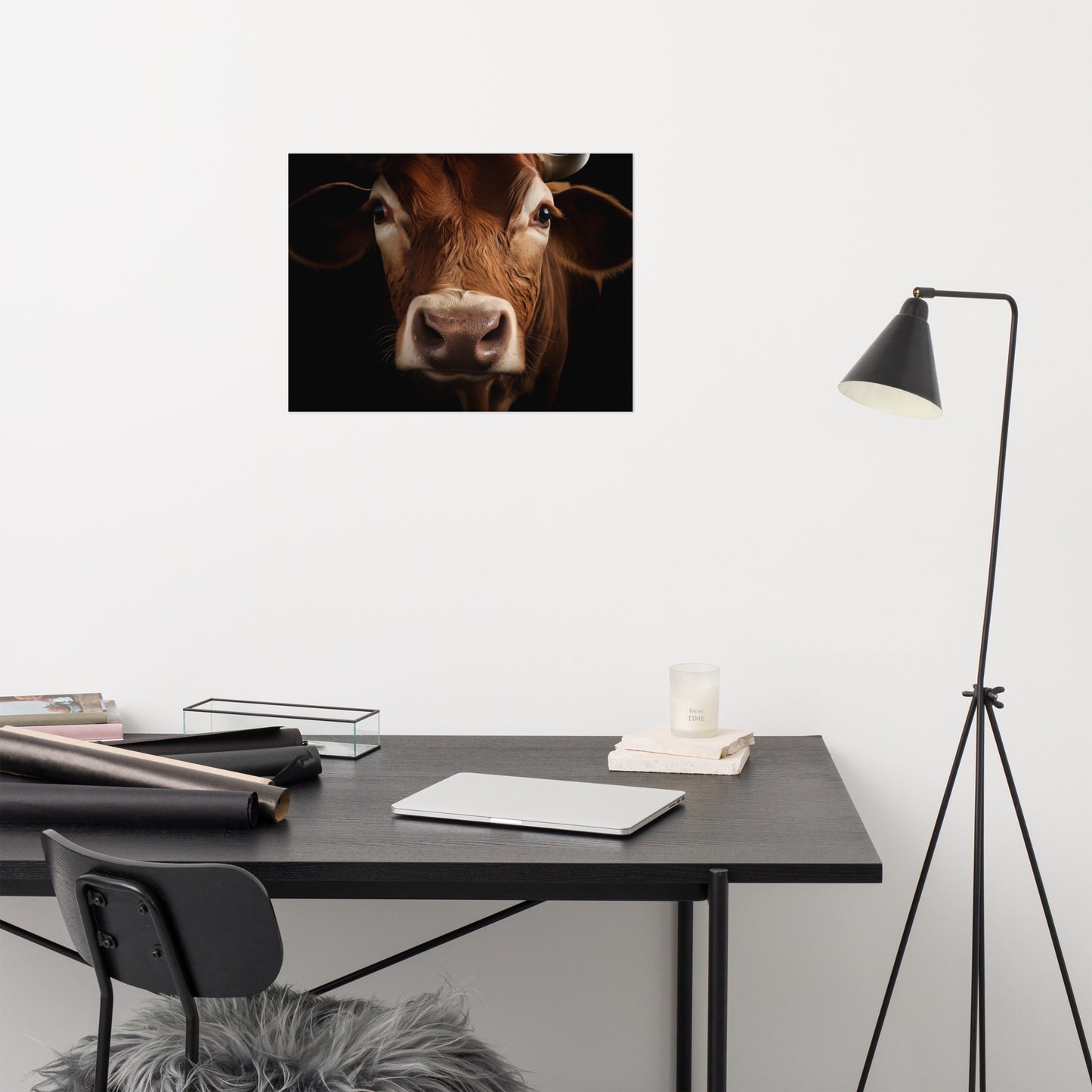 Bovine Beauty Cow Photorealism Painting - Digital Artwork Loose Art Print