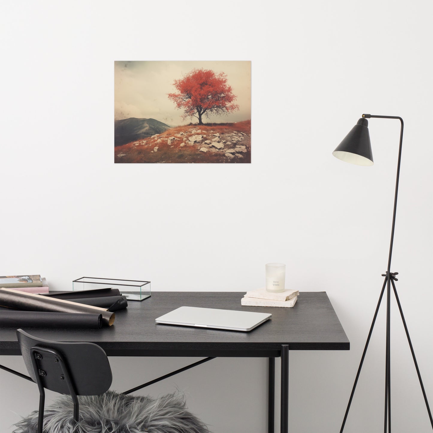 Country Wall Decoration: Crimson Peak Minimal Botanical Retro Subdued Photorealism - Digital Artwork Loose Art Print