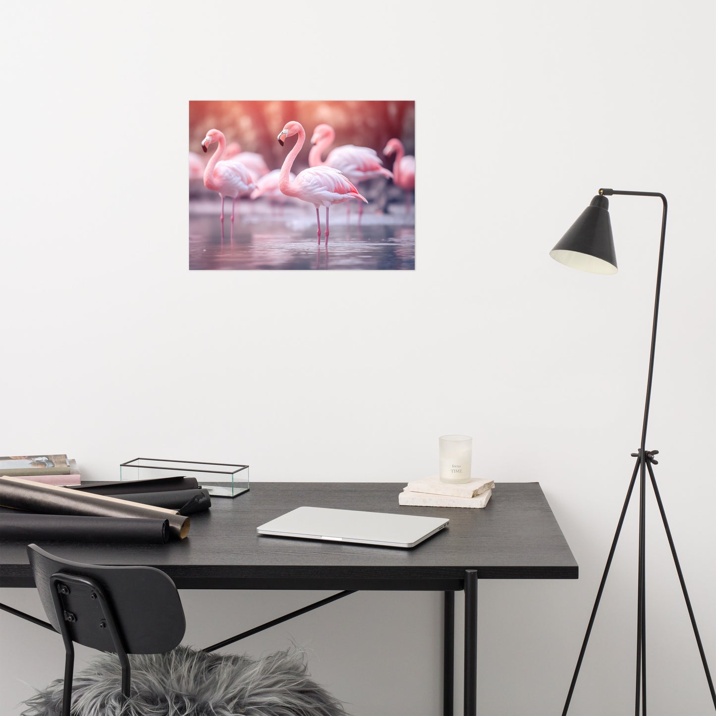 Harmony in Pink Wildlife Photorealistic Coastal Digital Artwork Loose Art Print