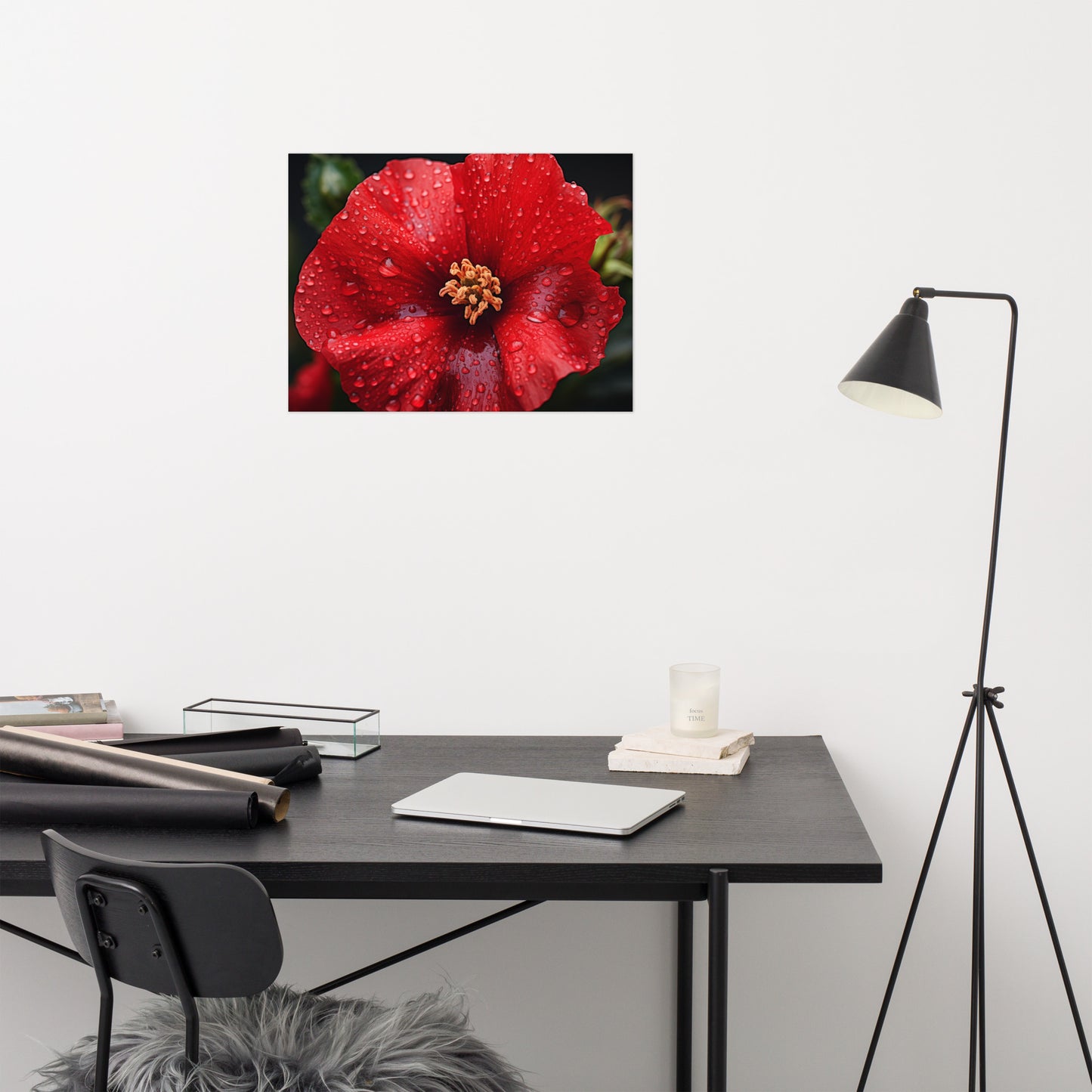 Scarlet Serenade Photorealism - Digital Artwork Loose Art Print