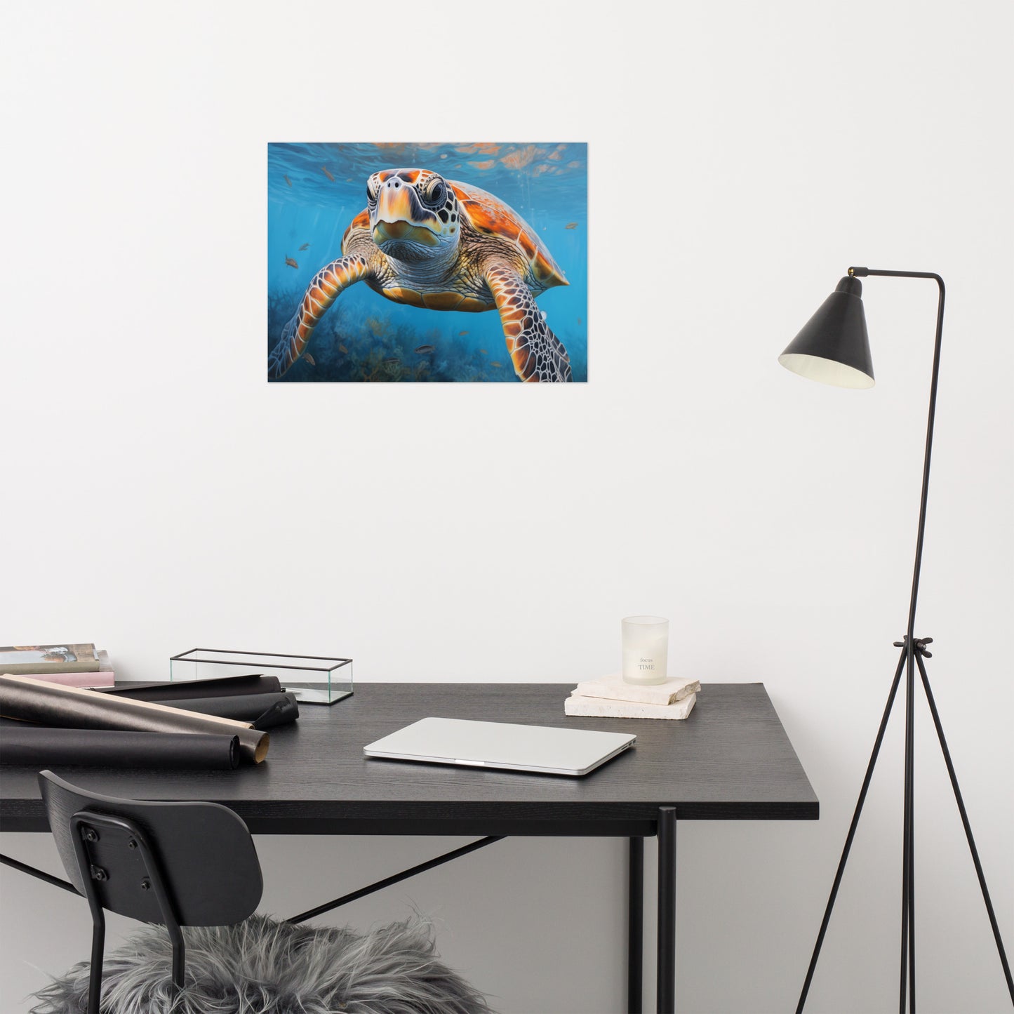 Serene Sentinel Sea Turtle Coastal Photorealism - Digital Artwork Loose Art Print