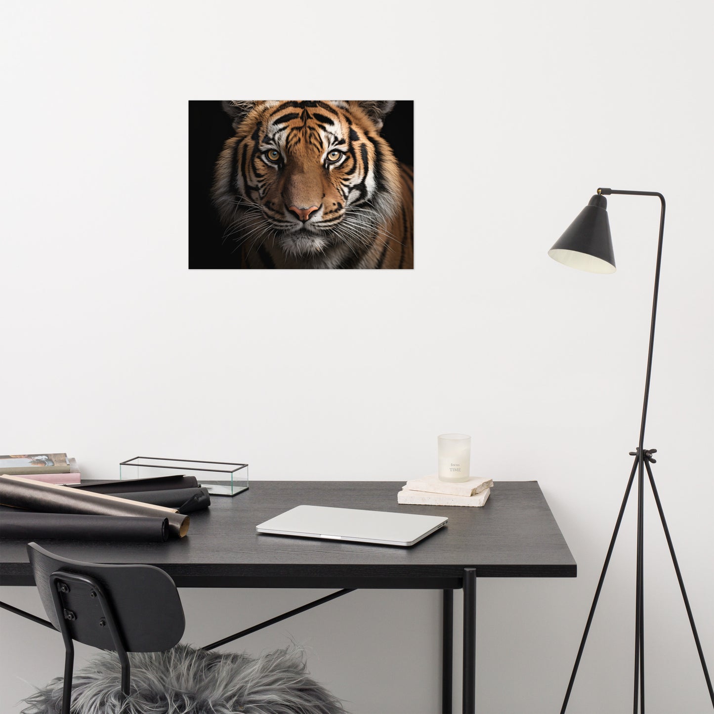 Silent Predator Tiger Photorealism - Digital Artwork Loose Art Print