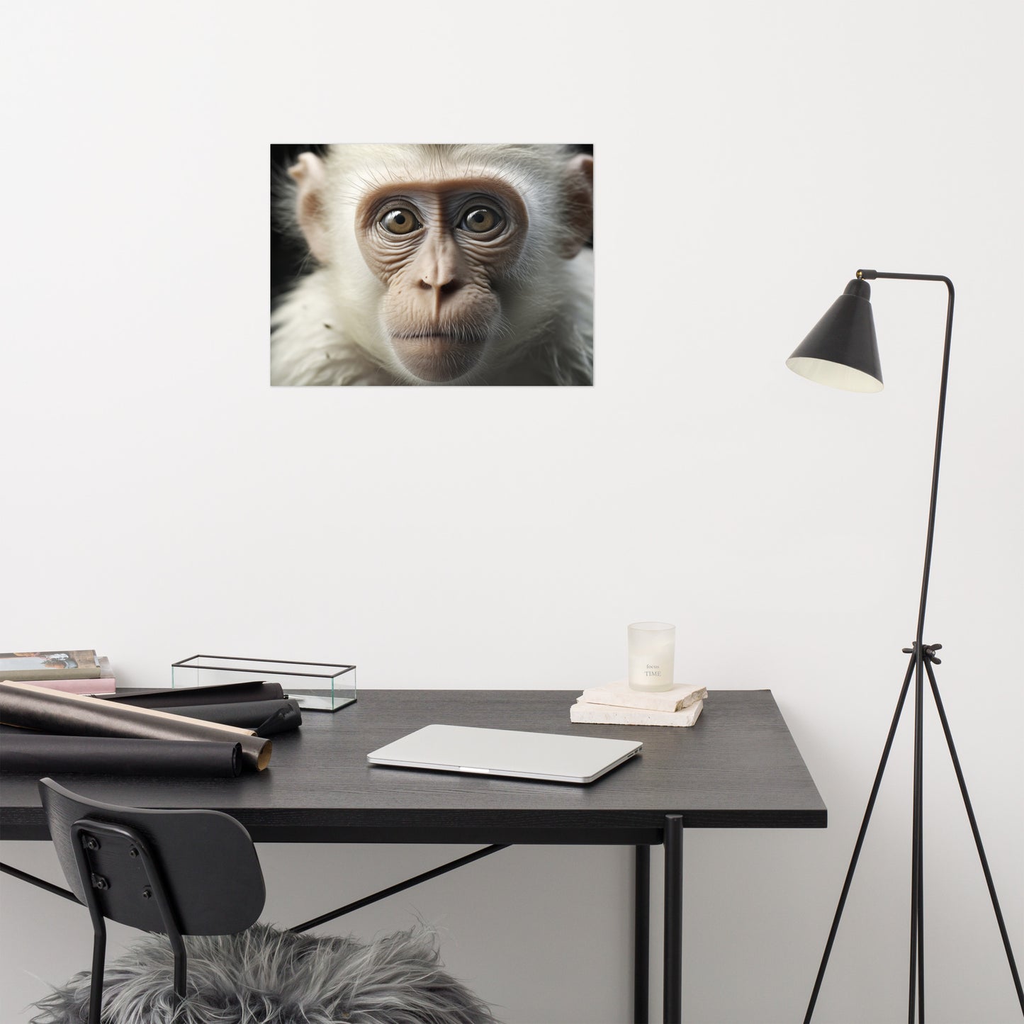 The Curious Gaze of a Monkey - Monkey Close-up Photorealism - Digital Artwork Loose Art Print