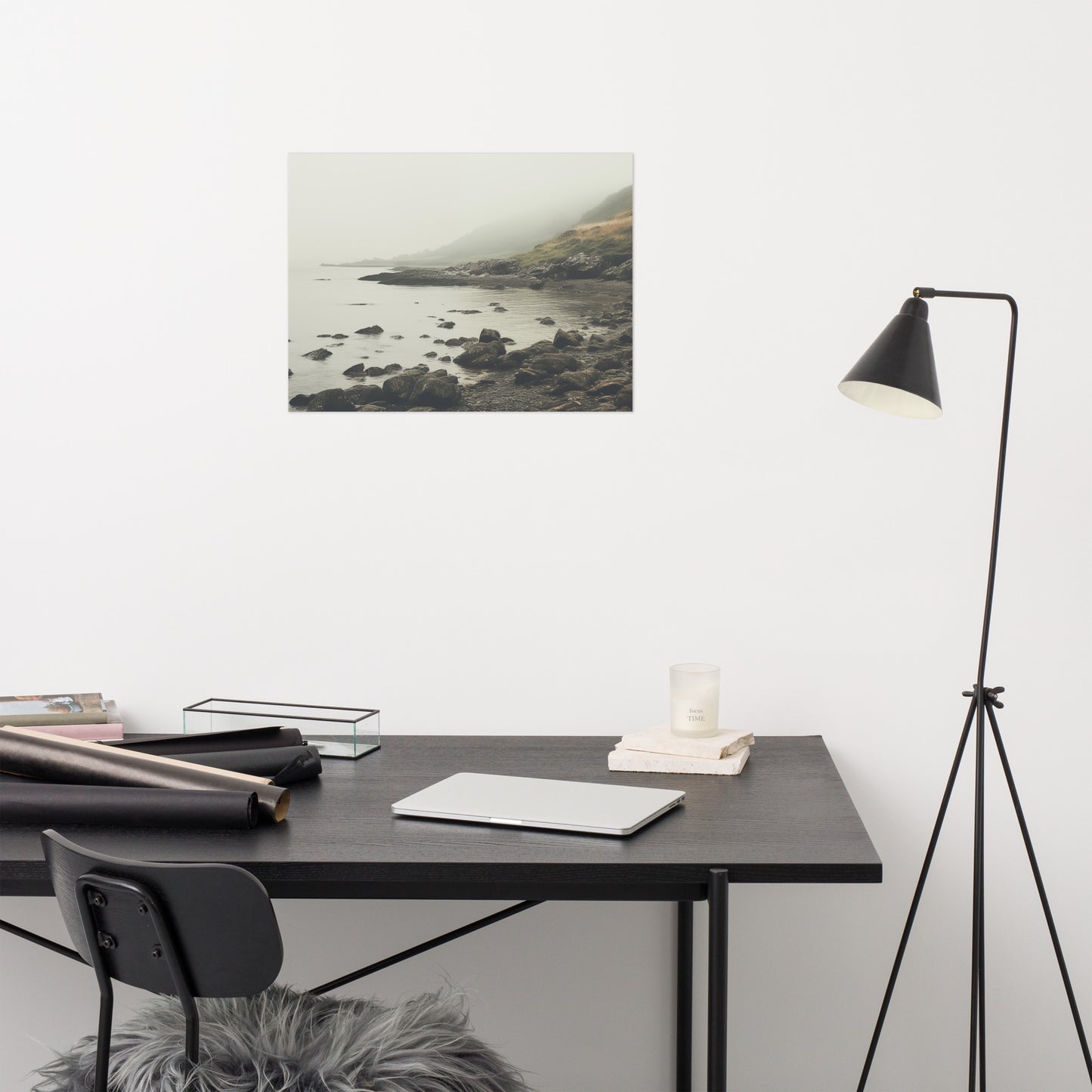 Vintage Coastline Subdued Retro Photorealism - Digital Artwork Loose Art Print