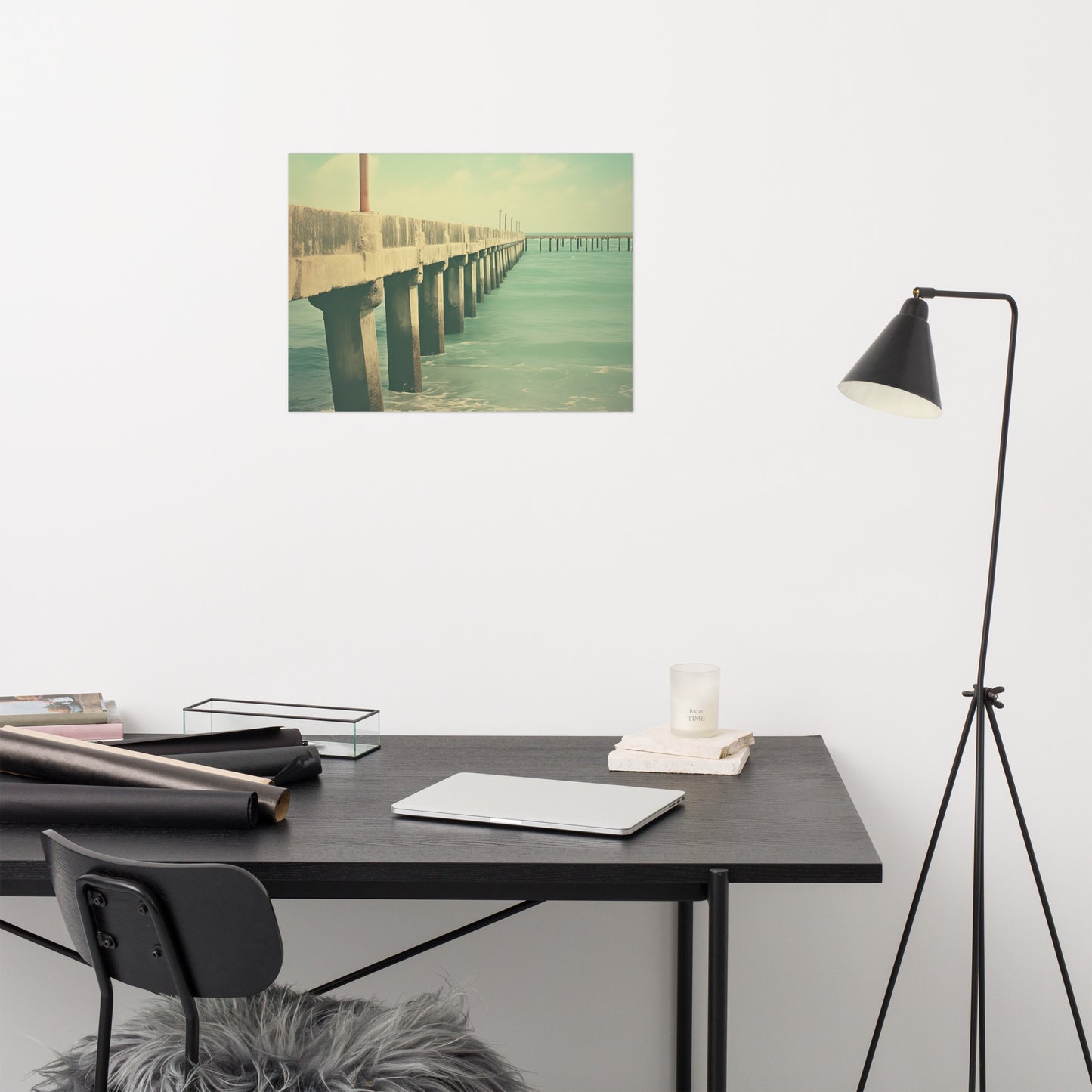 Vintage Paradise Subdued Retro Coastal Photorealistic Digital Artwork Loose Art Print