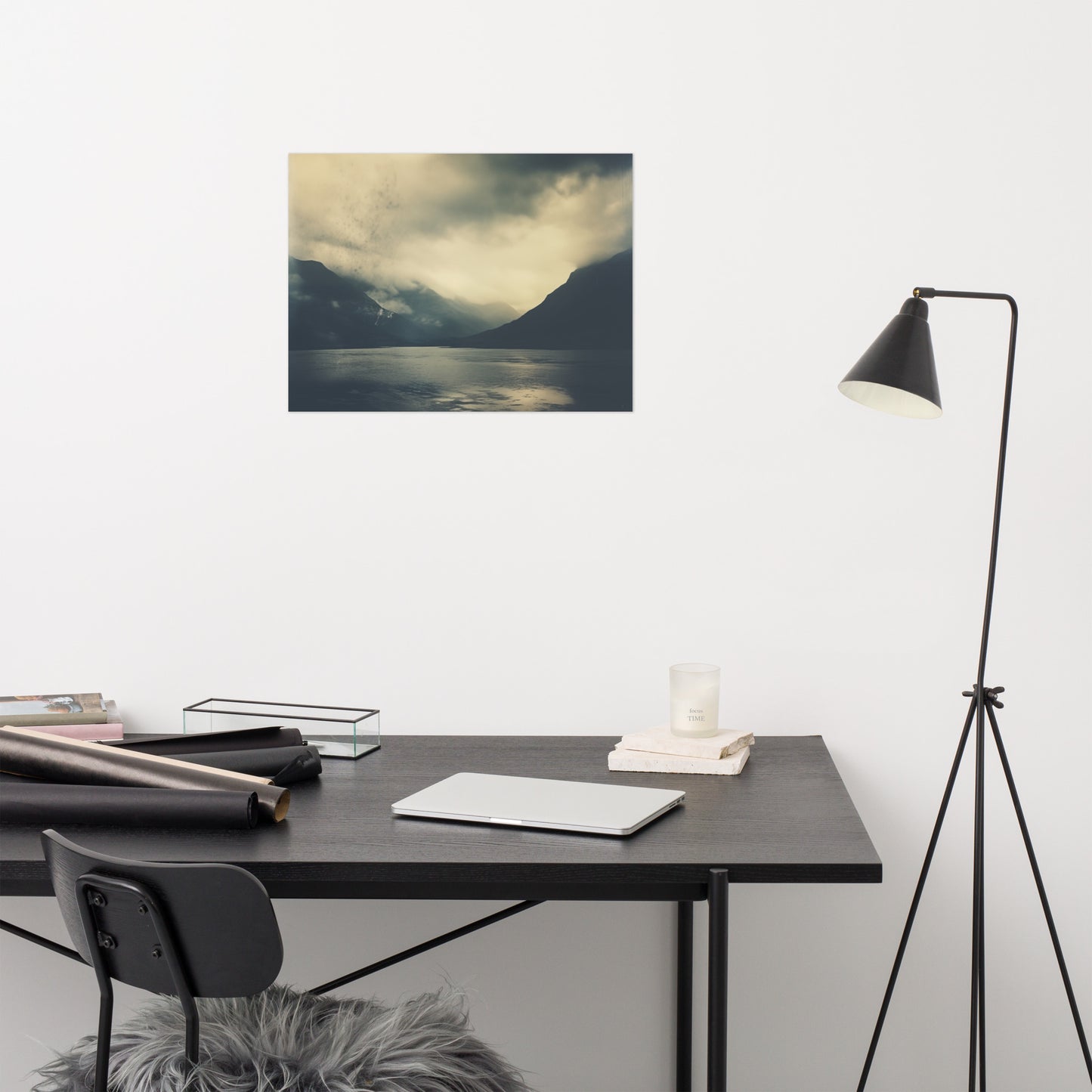 Where Rivers Meet Mountains Vintage Subdued Photorealism - Digital Artwork Loose Art Print