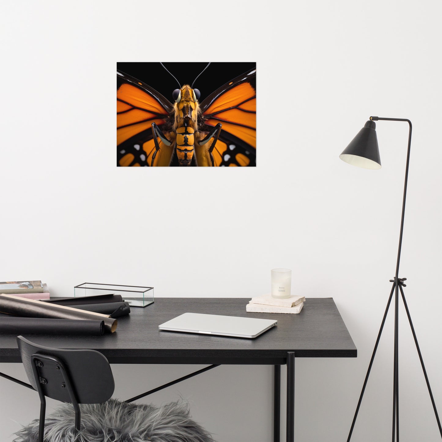 Winged Wonder Monarch Butterfly Close-up Photorealism - Digital Artwork Loose Art Print