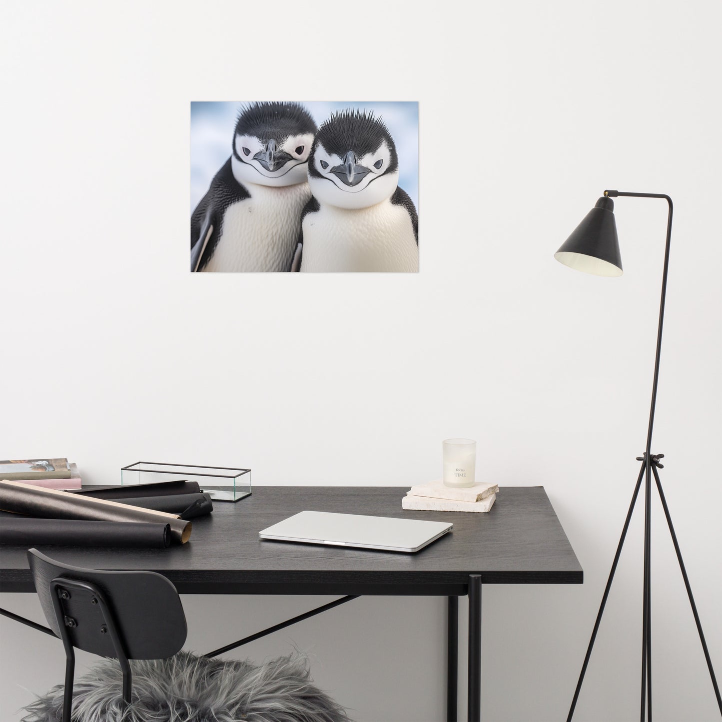 Young Penguin with Inquisitive Eyes Photorealism - Digital Artwork Loose Art Print