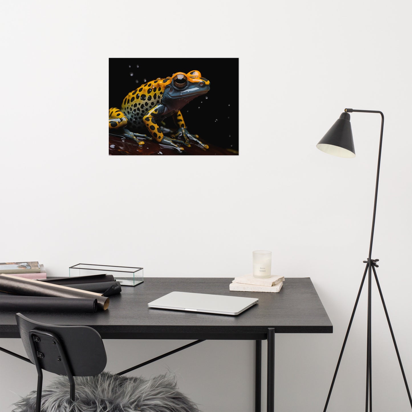 Vibrant Visitor Poison Dart Frog Close-up Photorealism - Digital Artwork Loose Art Print