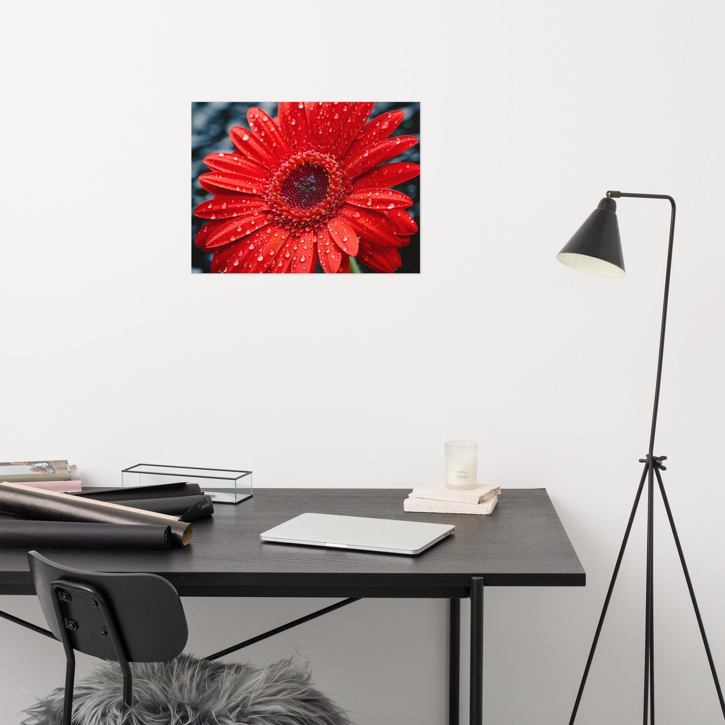 After the Rain Gerbera Daisy Realism Painting Digital Artwork Loose Art Print