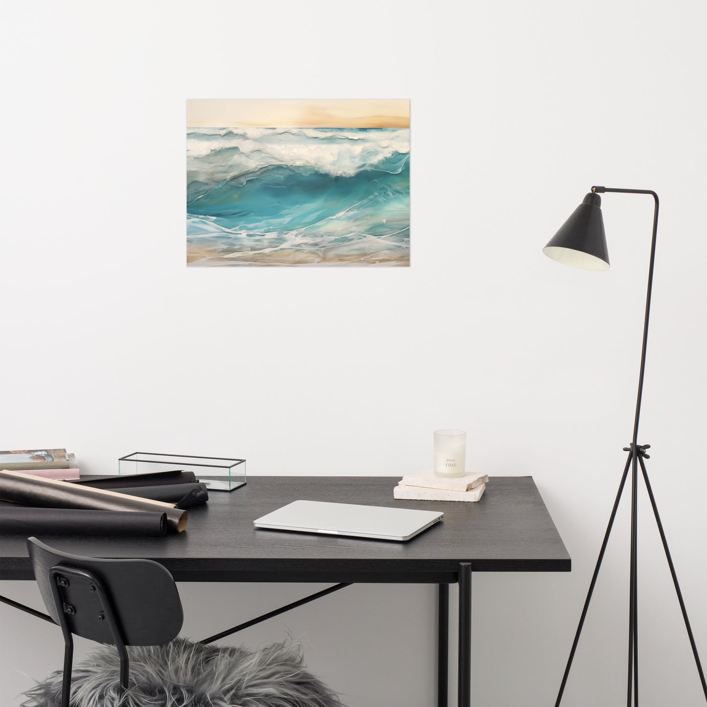 Aqua Awakening Encaustic Painting Digital Artwork Loose Art Print