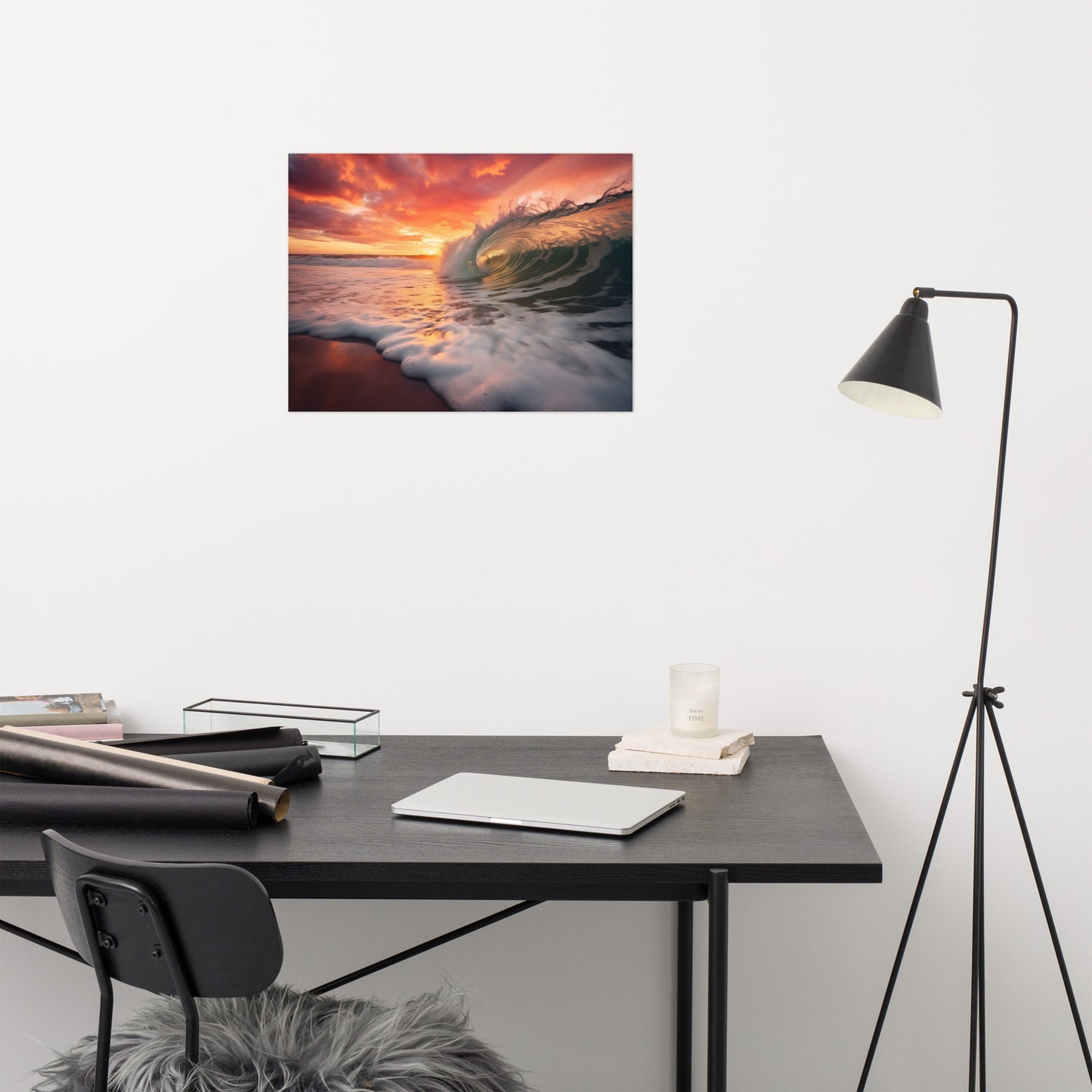 Golden Barrel Coastal Photorealistic Digital Painting Artwork Loose Art Print
