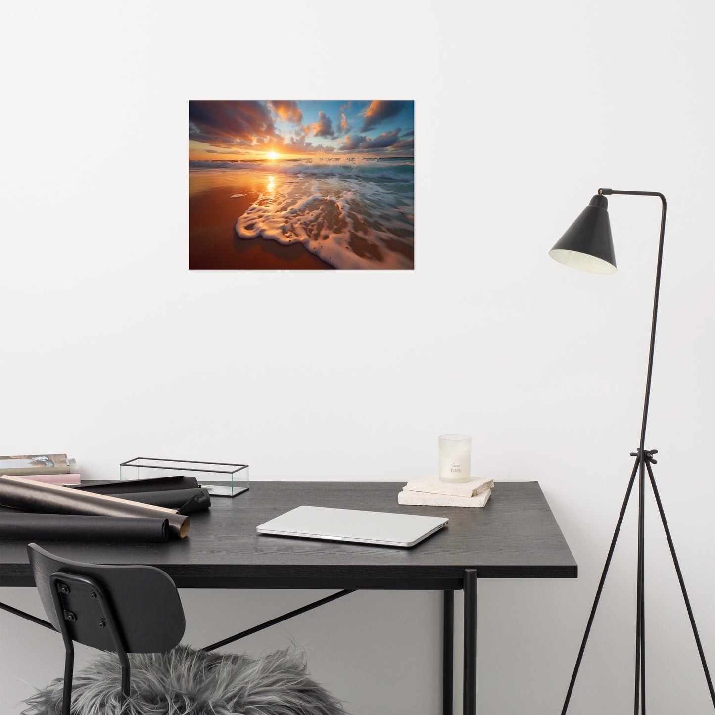 Ocean's Ember Realism Painting Digital Artwork Loose Art Print